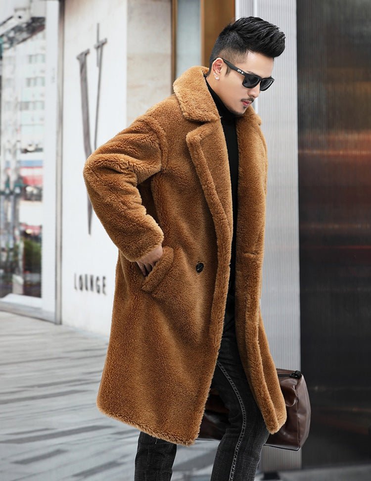 Men's Winter New Thickened Cashmere Long Warm Fur Coat - Overture Gifts
