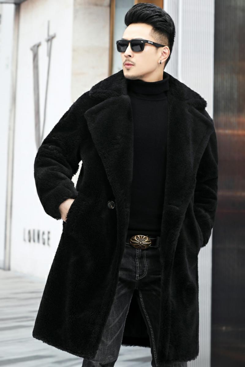 Men's Winter New Thickened Cashmere Long Warm Fur Coat - Overture Gifts