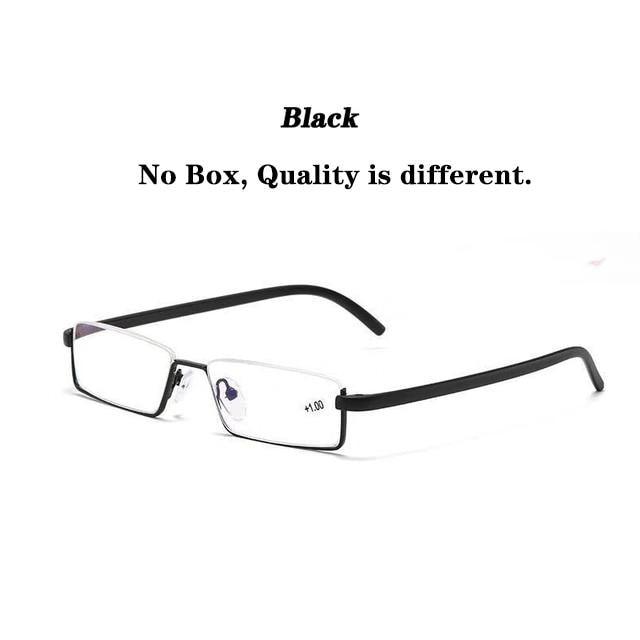 Metal Anti Blue Light Reading Glasses Men Half Frame Prescription Eyeglasses Male Eyewear With Case For Men And Women Unisex Stylish Eyeglasses Glasses Clear Lens +1.75