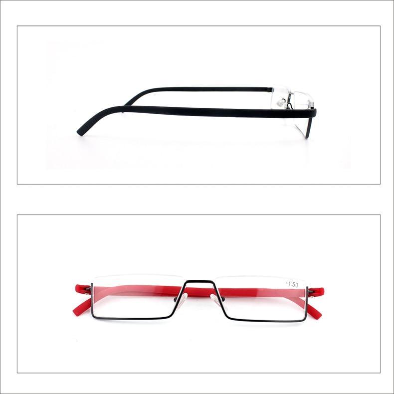 Metal Anti Blue Light Reading Glasses Men Half Frame Prescription Eyeglasses Male Eyewear With Case For Men And Women Unisex Stylish Eyeglasses Glasses Clear Lens +1.75