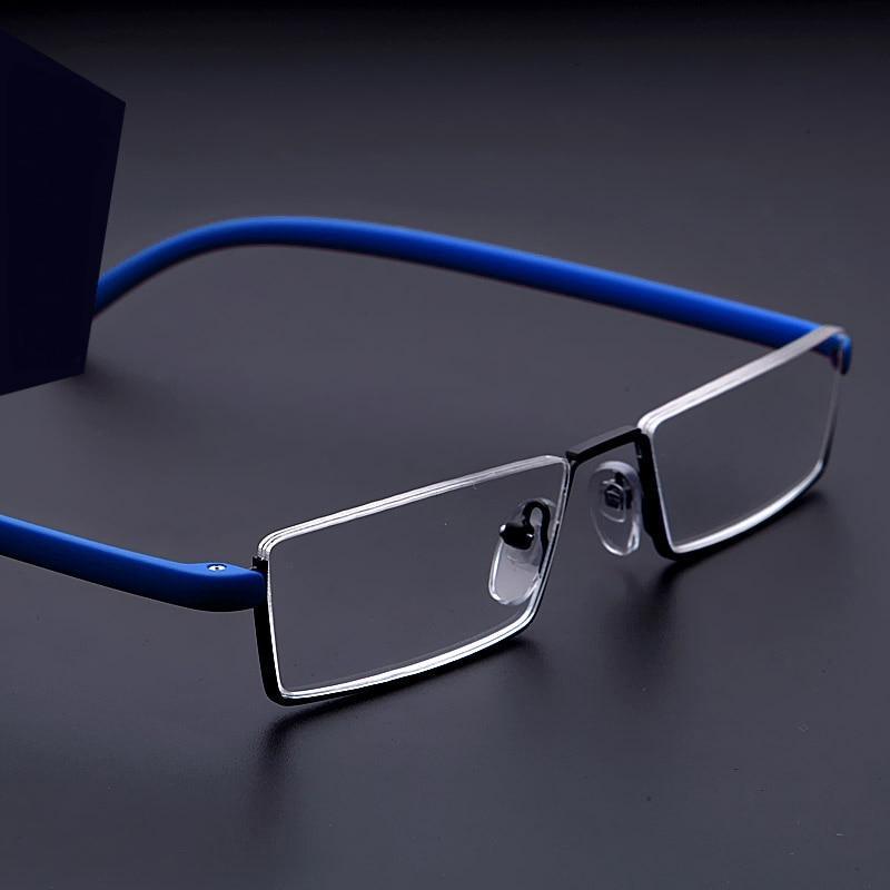 Metal Anti Blue Light Reading Glasses Men Half Frame Prescription Eyeglasses Male Eyewear With Case For Men And Women Unisex Stylish Eyeglasses Glasses Clear Lens +1.75