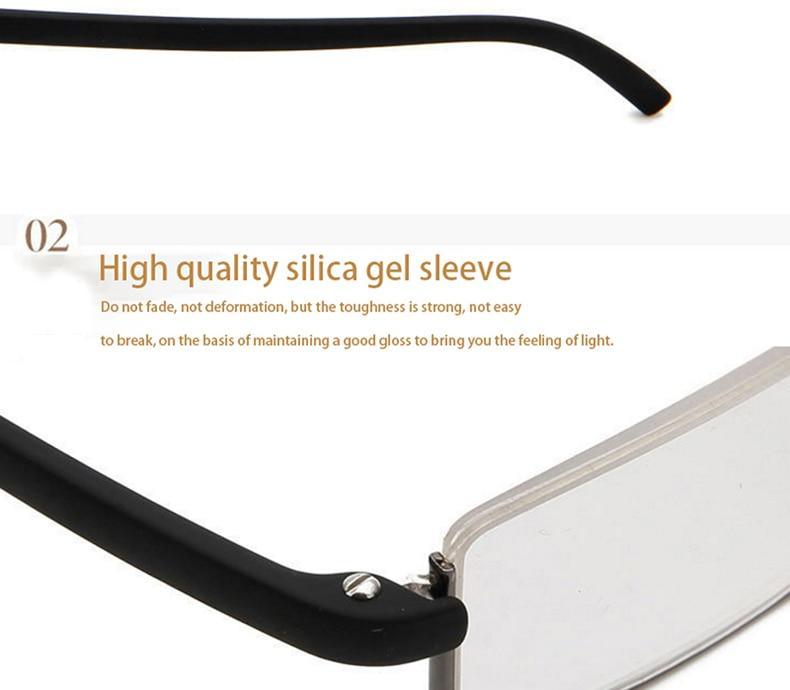 Metal Anti Blue Light Reading Glasses Men Half Frame Prescription Eyeglasses Male Eyewear With Case For Men And Women Unisex Stylish Eyeglasses Glasses Clear Lens +1.75