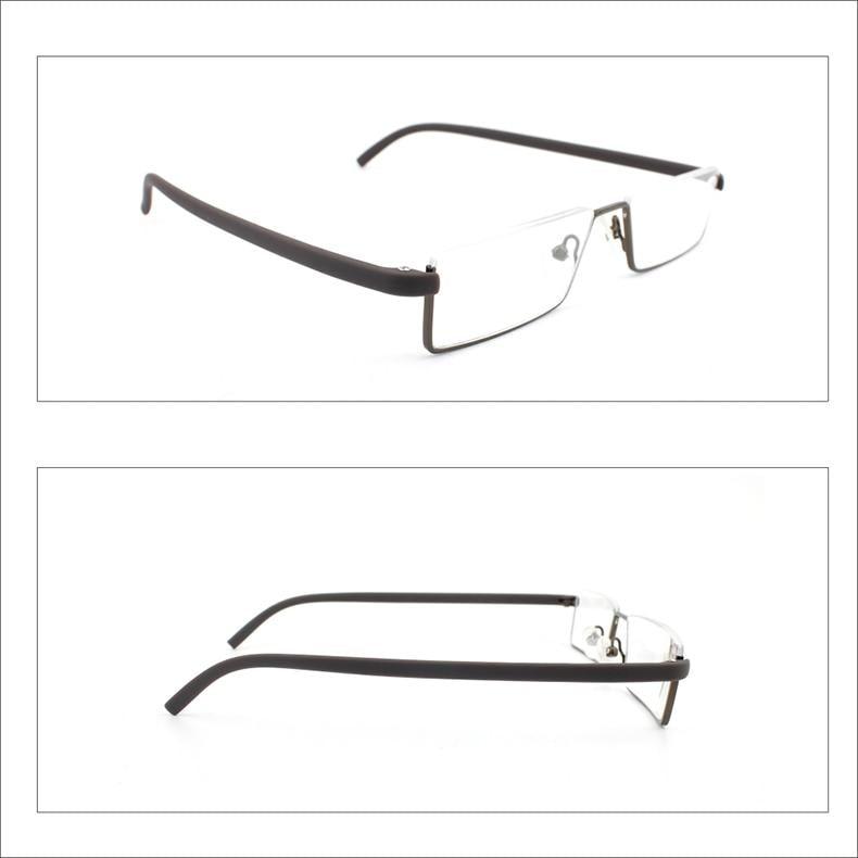 Metal Anti Blue Light Reading Glasses Men Half Frame Prescription Eyeglasses Male Eyewear With Case For Men And Women Unisex Stylish Eyeglasses Glasses Clear Lens +1.75