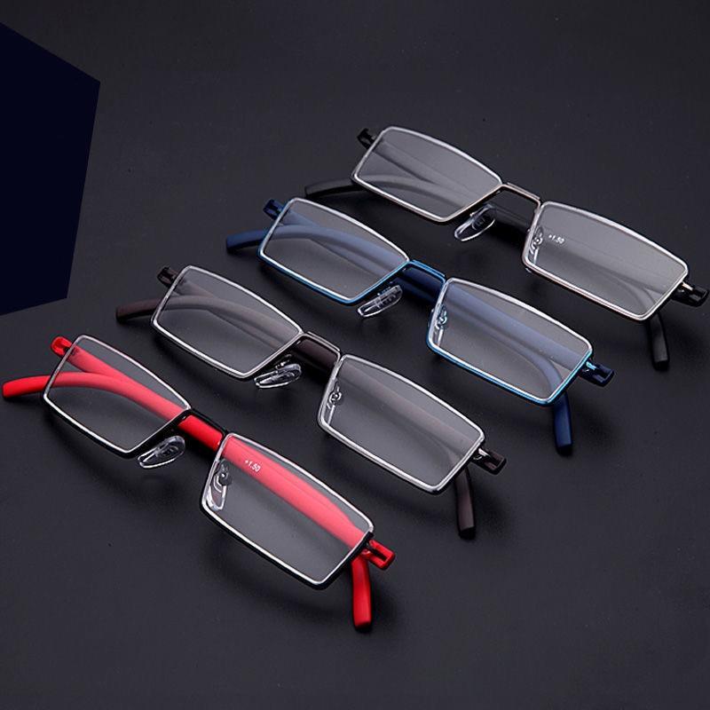 Metal Anti Blue Light Reading Glasses Men Half Frame Prescription Eyeglasses Male Eyewear With Case For Men And Women Unisex Stylish Eyeglasses Glasses Clear Lens +1.75