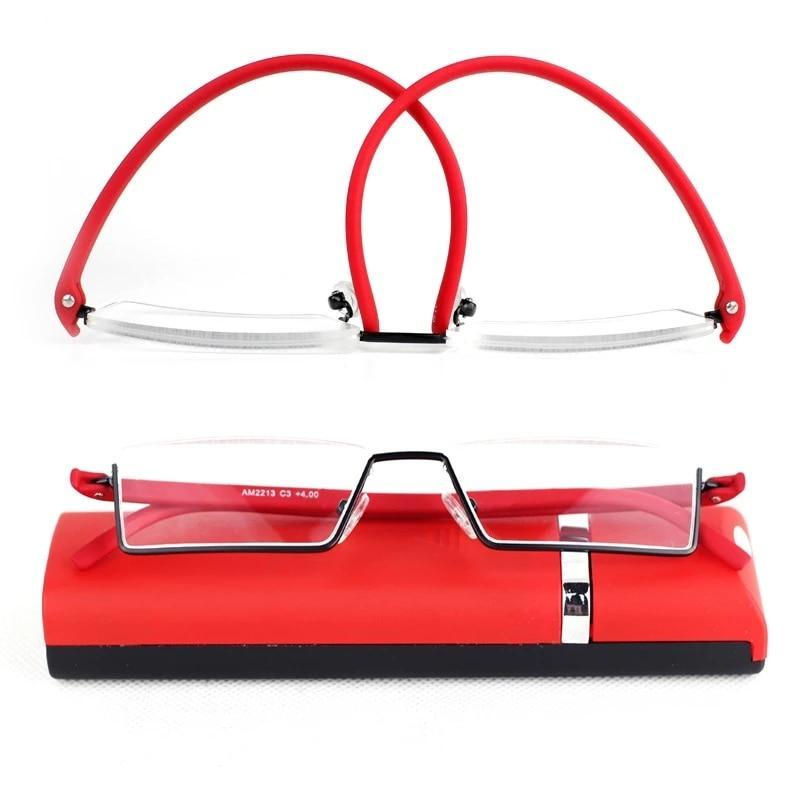 Metal Anti Blue Light Reading Glasses Men Half Frame Prescription Eyeglasses Male Eyewear With Case For Men And Women Unisex Stylish Eyeglasses Glasses Clear Lens +1.75