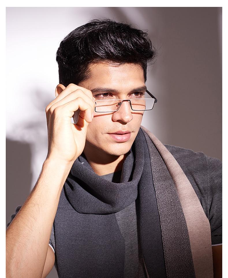 Metal Anti Blue Light Reading Glasses Men Half Frame Prescription Eyeglasses Male Eyewear With Case For Men And Women Unisex Stylish Eyeglasses Glasses Clear Lens +1.75