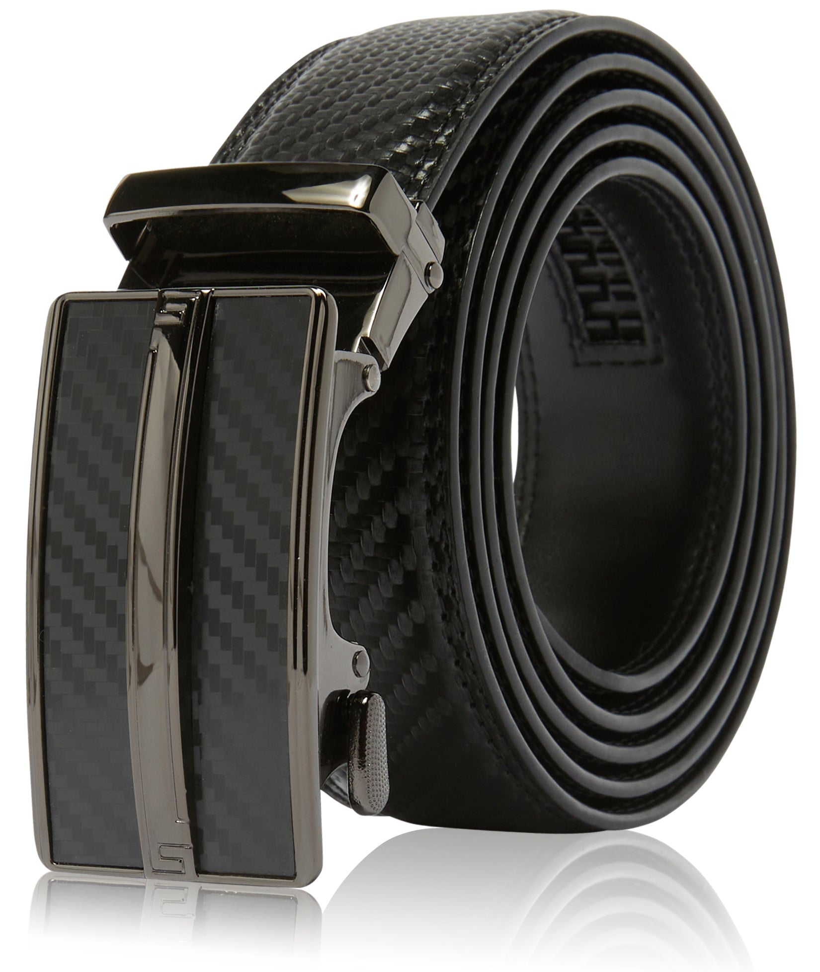 Microfiber Leather Ratchet Belt – No Holes, Custom Fit, 1.3" Strap - Overture Gifts