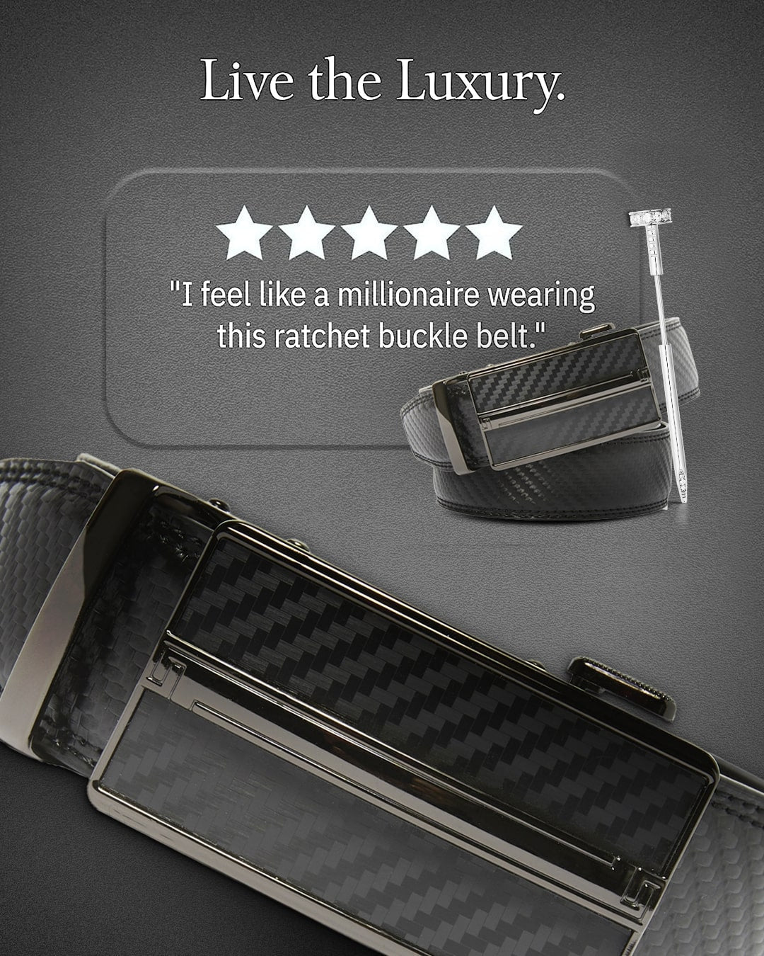Microfiber Leather Ratchet Belt – No Holes, Custom Fit, 1.3" Strap - Overture Gifts