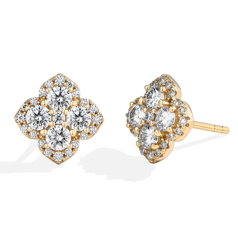 MINTYBOX S925 Silver D/VVS1 Moissanite Stud Earrings for Women Clover Lab Diamond Earring 1.054ctw Luxury Wedding Fine Jewelry - Overture Gifts