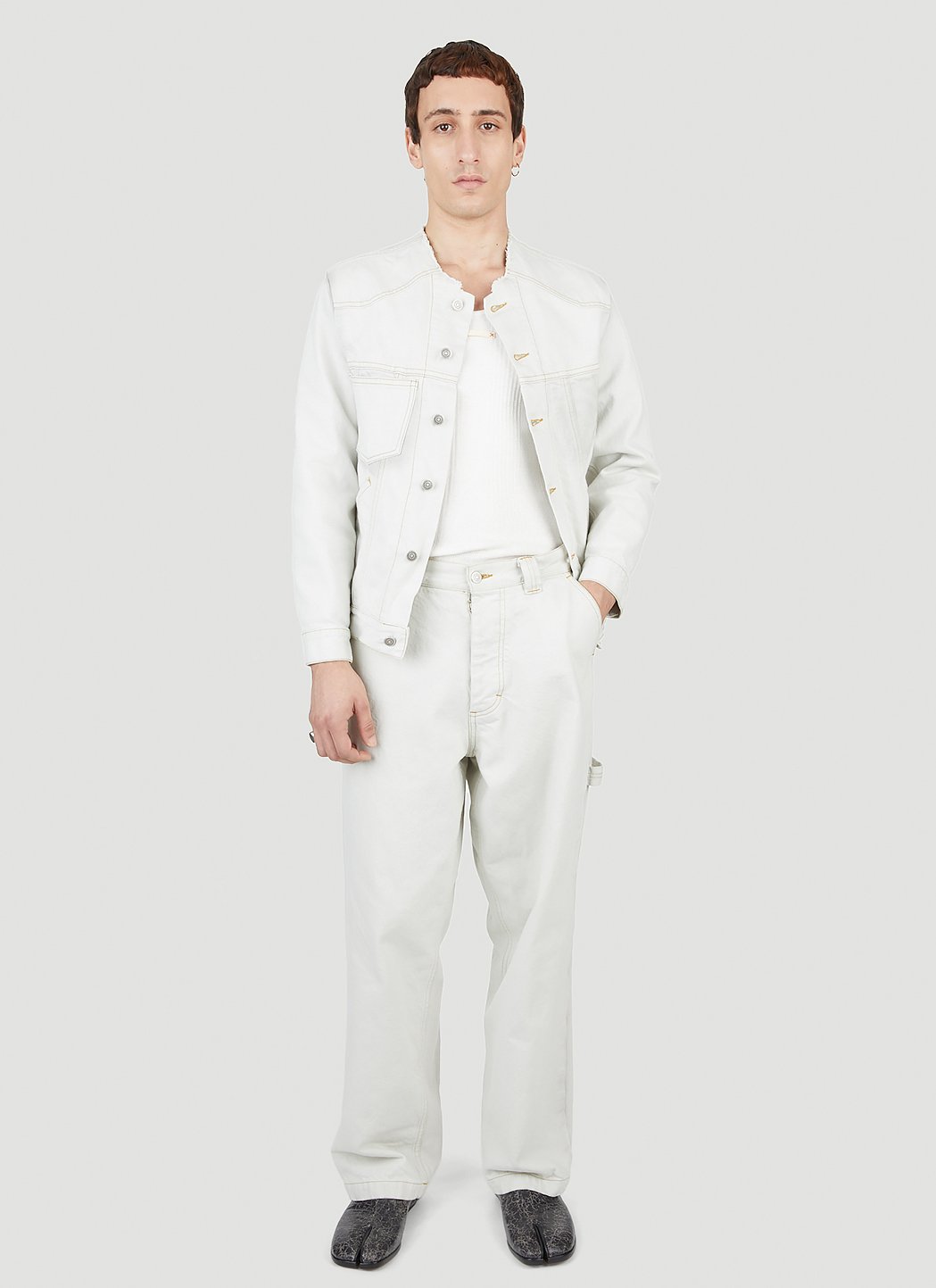 Maison Margiela Men Collarless Denim Jacket