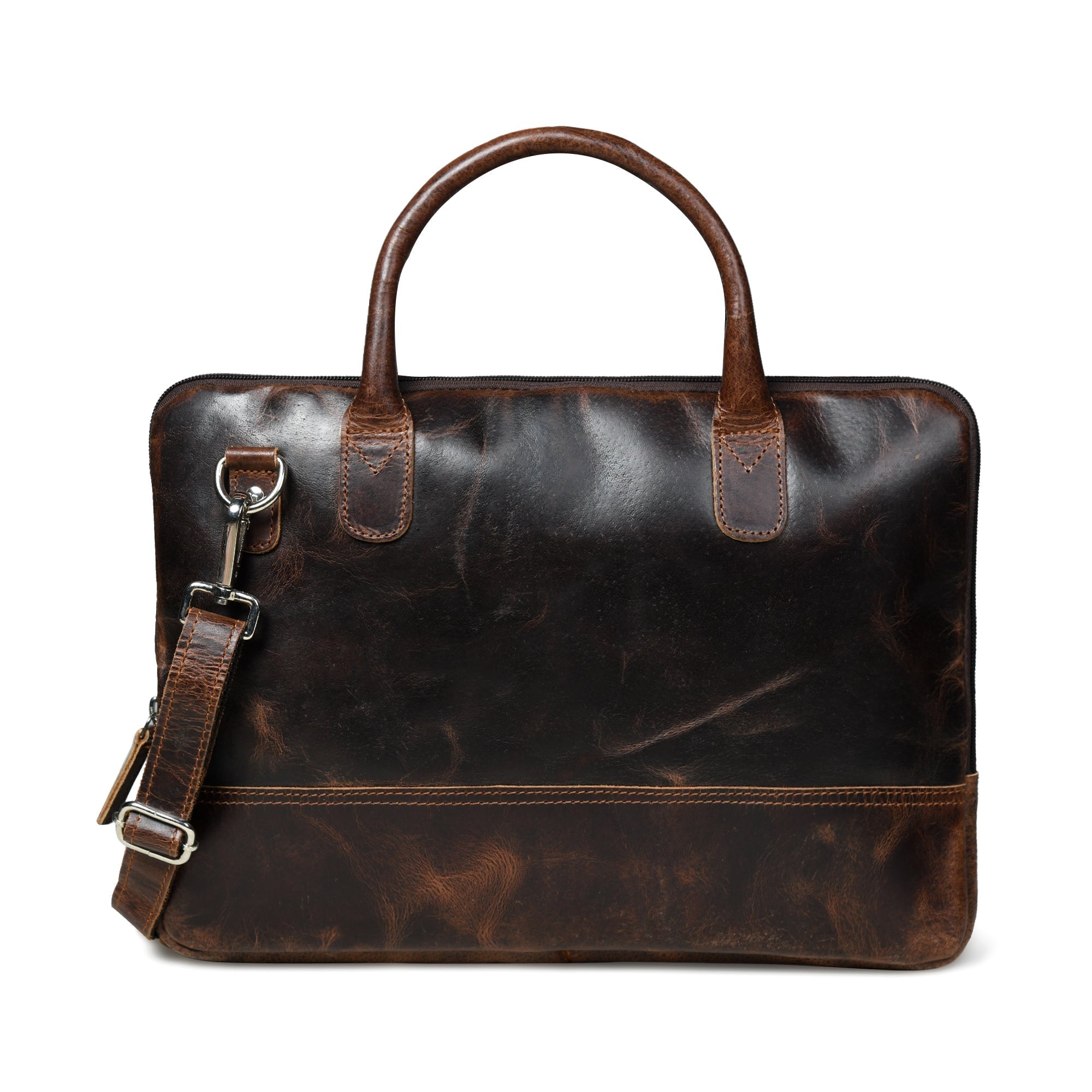 Modernist Leather Laptop Bag-Dark Brown - Overture Gifts