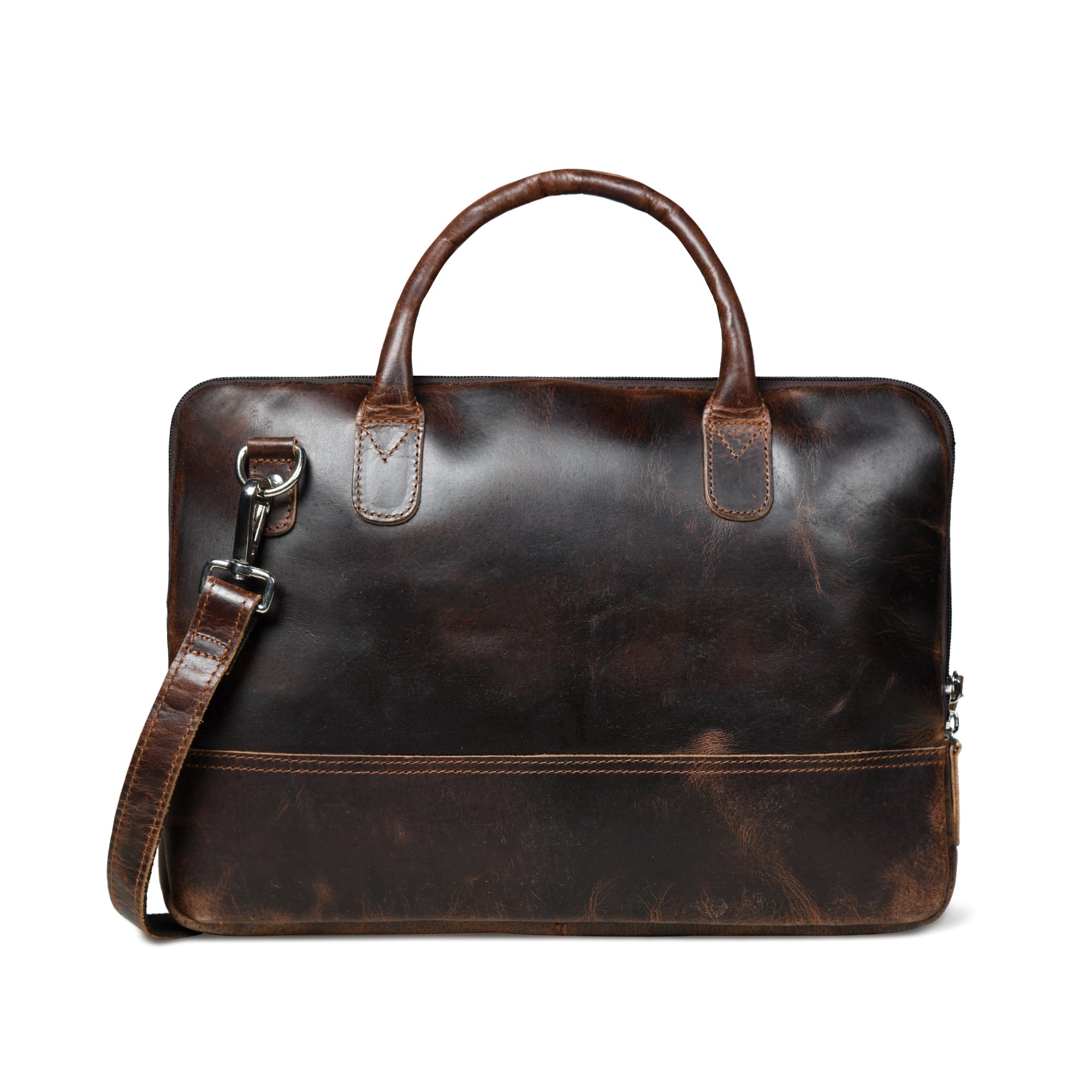Modernist Leather Laptop Bag-Dark Brown - Overture Gifts