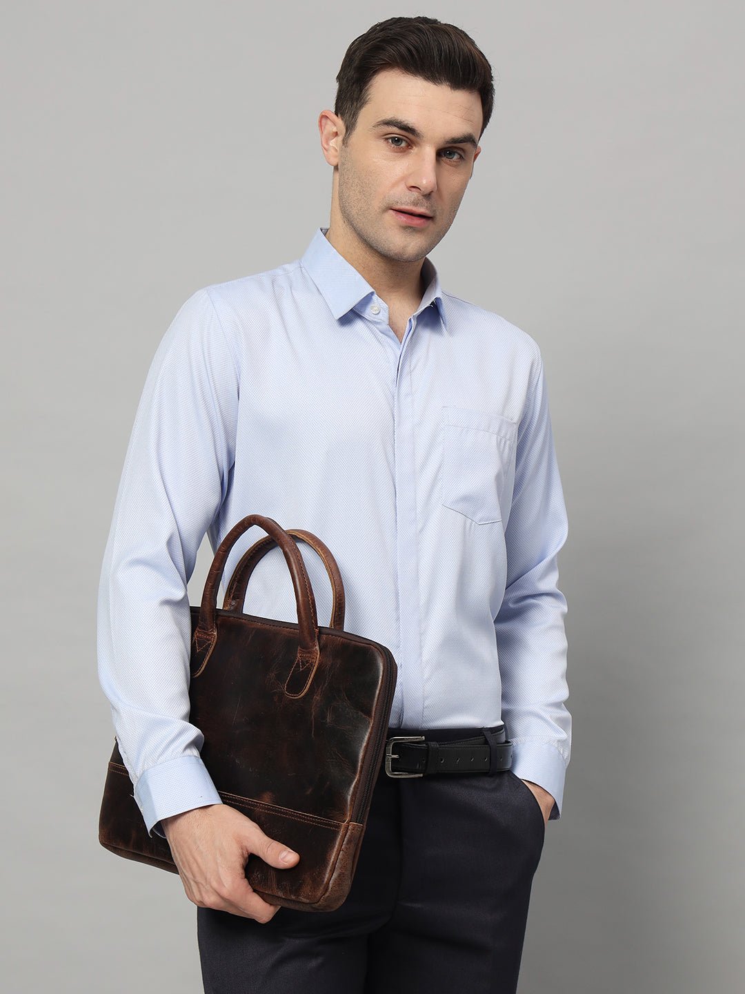Modernist Leather Laptop Bag-Dark Brown - Overture Gifts