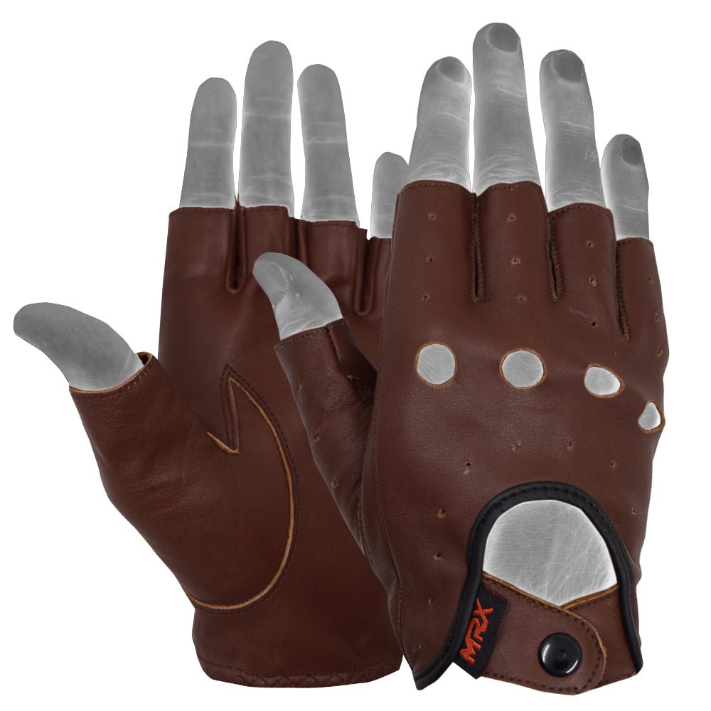 MRX Driving Gloves soft Leather Unlined Motorbike Riding Half Fingers Glove for Unisex - Overture Gifts