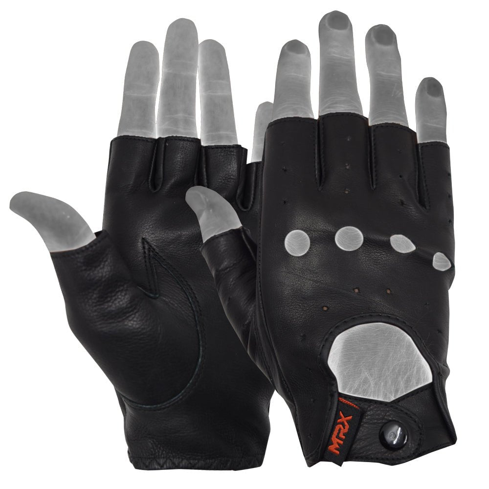 MRX Driving Gloves soft Leather Unlined Motorbike Riding Half Fingers Glove for Unisex - Overture Gifts