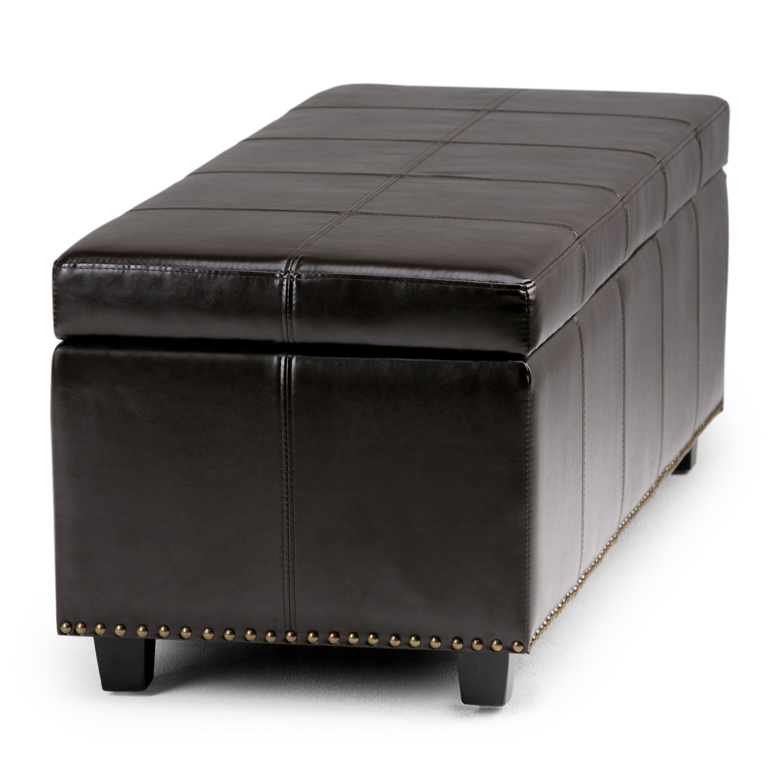 Kingsley 48 Inch Wide Large Storage Ottoman in Coffee