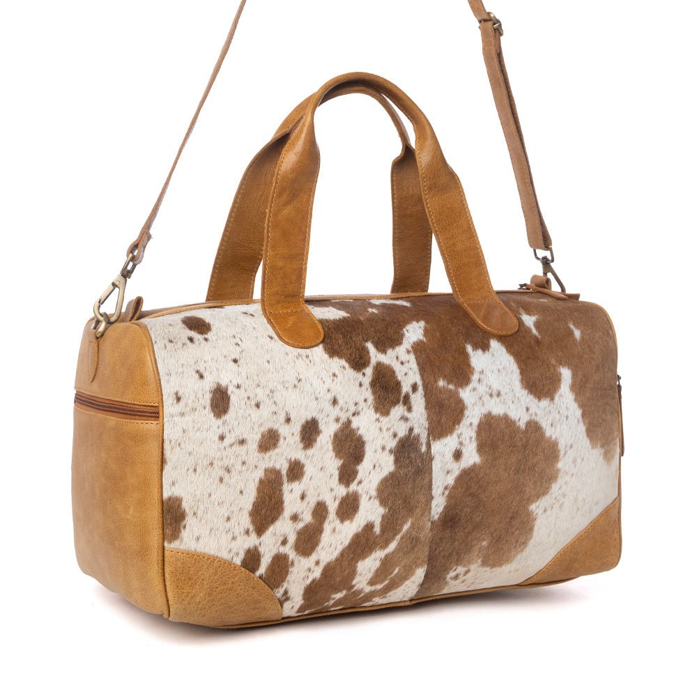 Myra Cattle Drive Men's Hairon Leather Traveller Bag in Bridle Ivory - Overture Gifts