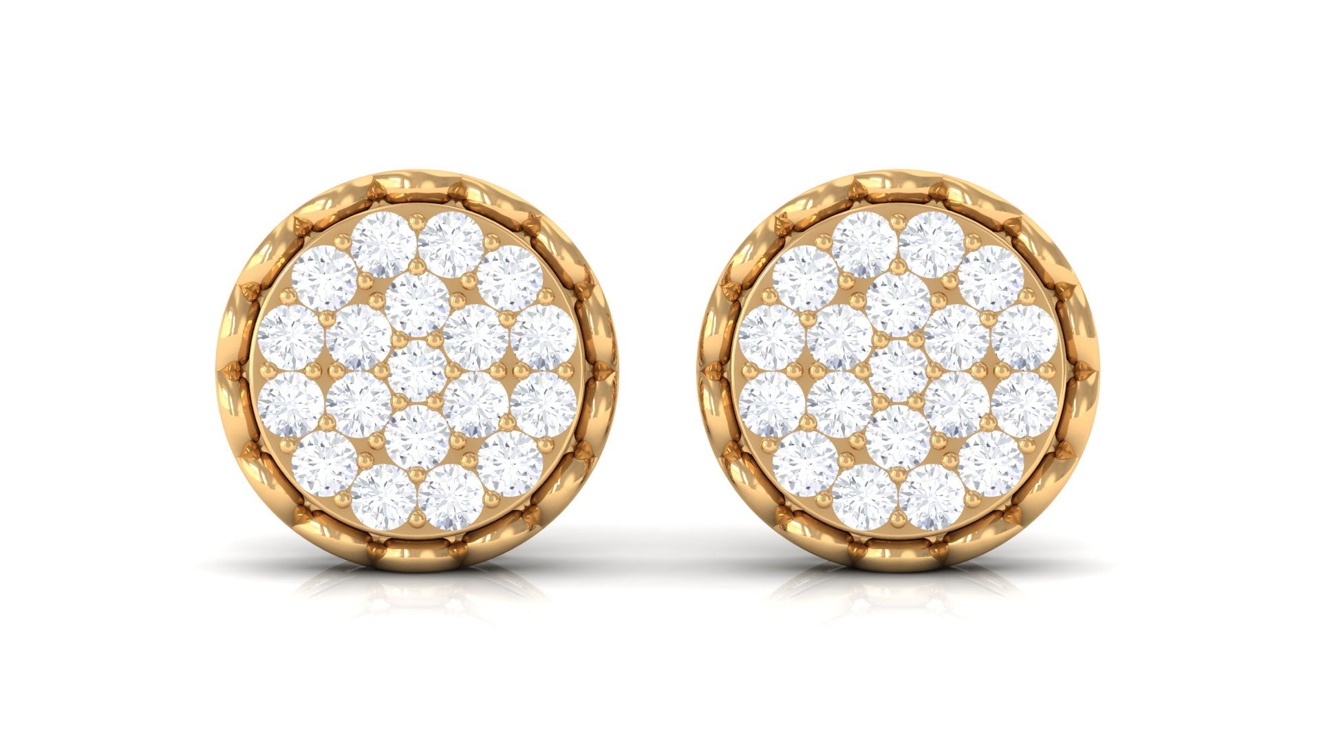Natural Diamond Cluster Stud Earrings with Screw Back - Overture Gifts
