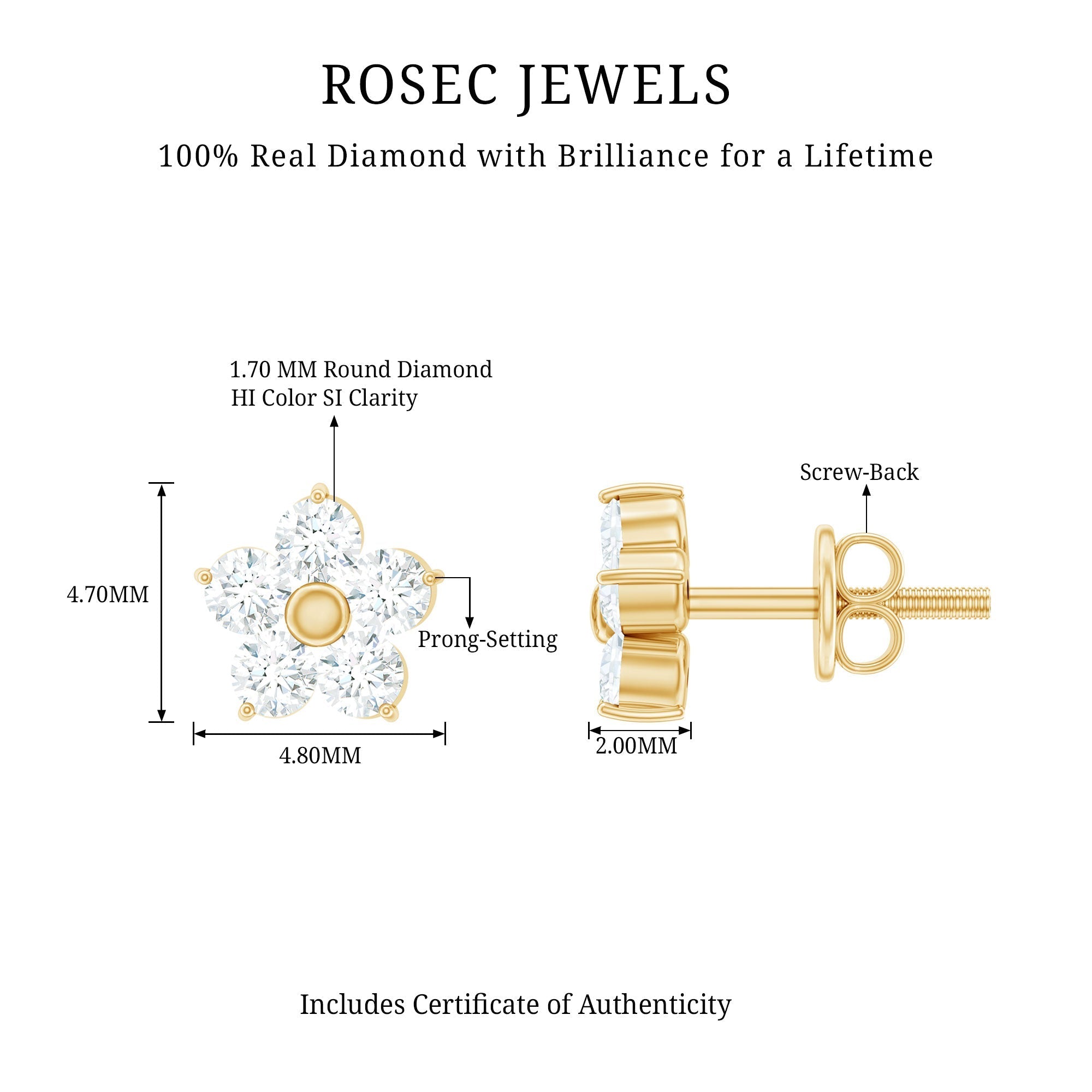 Natural Diamond Flower Stud Earrings - Overture Gifts