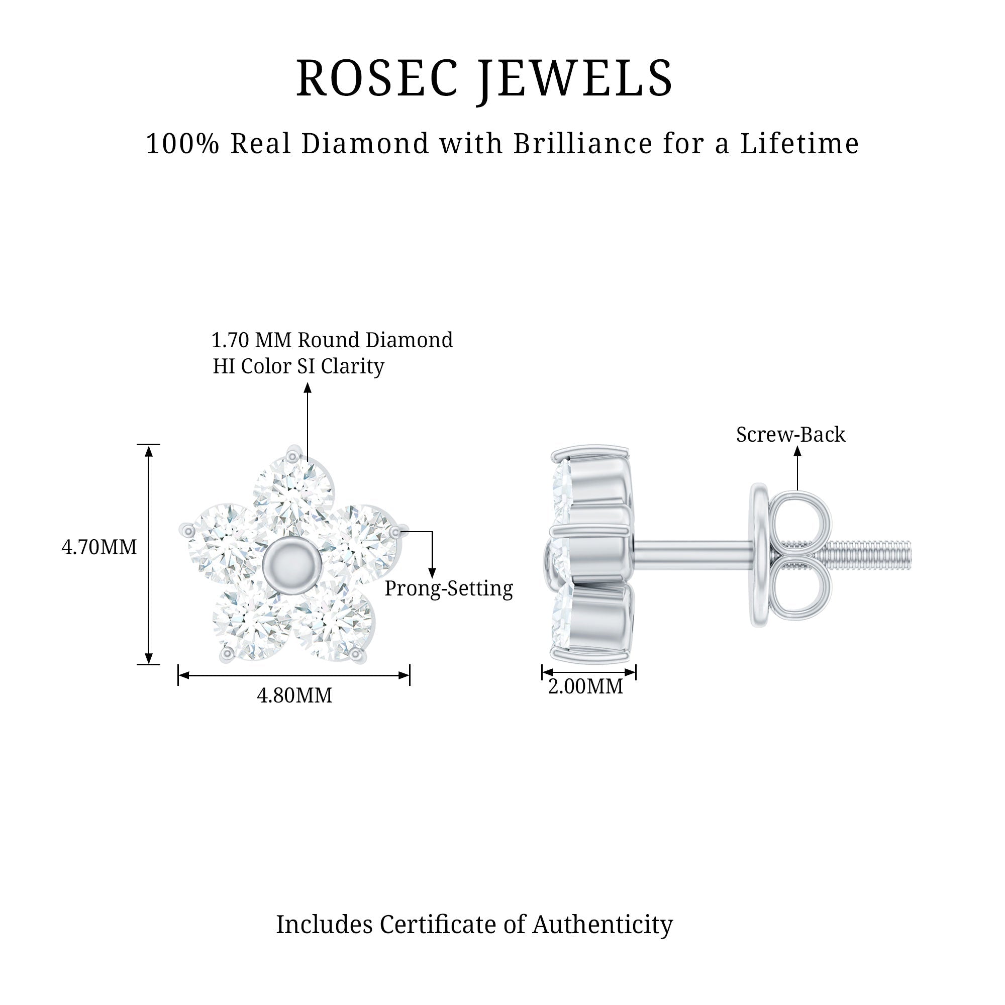 Natural Diamond Flower Stud Earrings - Overture Gifts