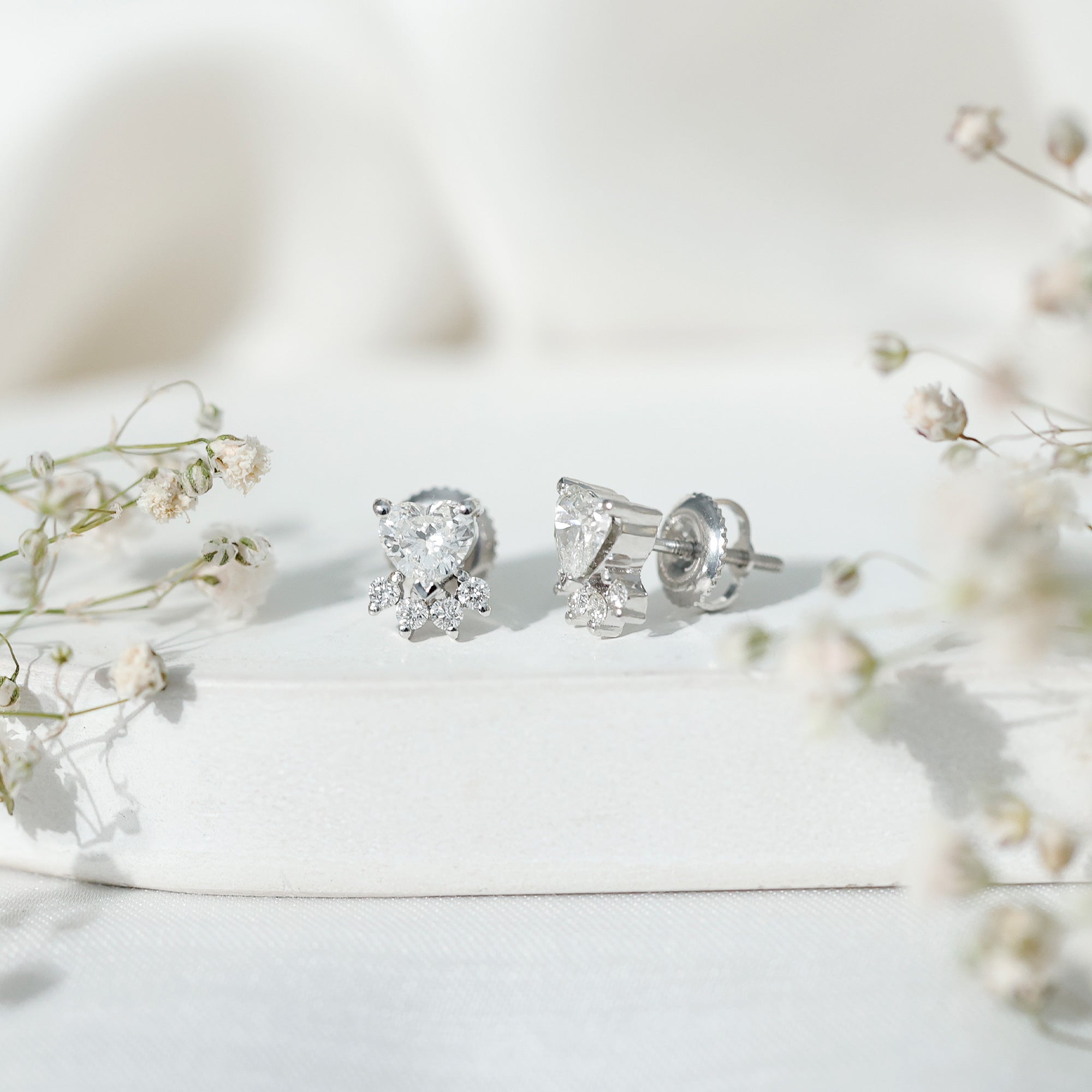 Natural Diamond Paw Stud Earrings for Women - Overture Gifts