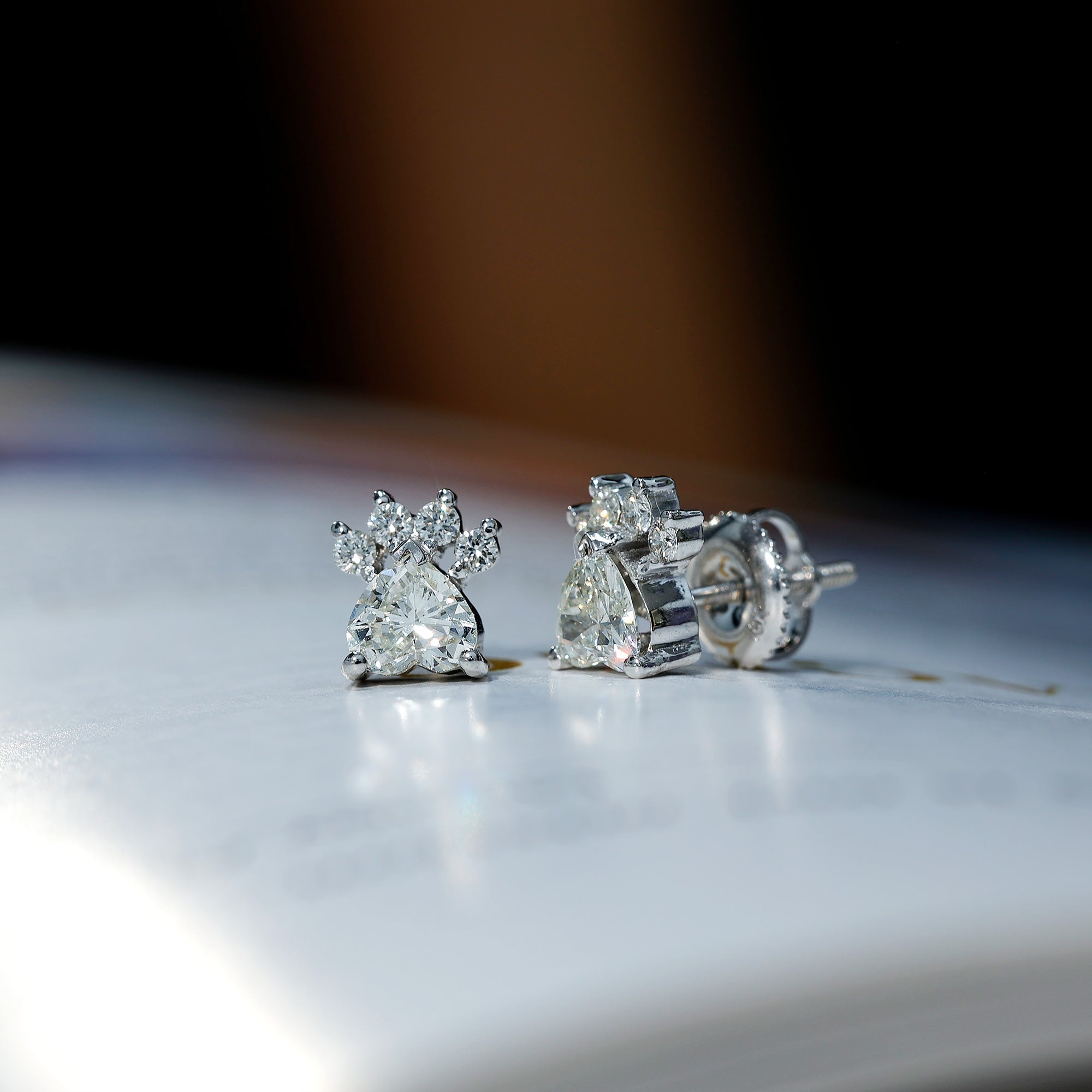 Natural Diamond Paw Stud Earrings for Women - Overture Gifts