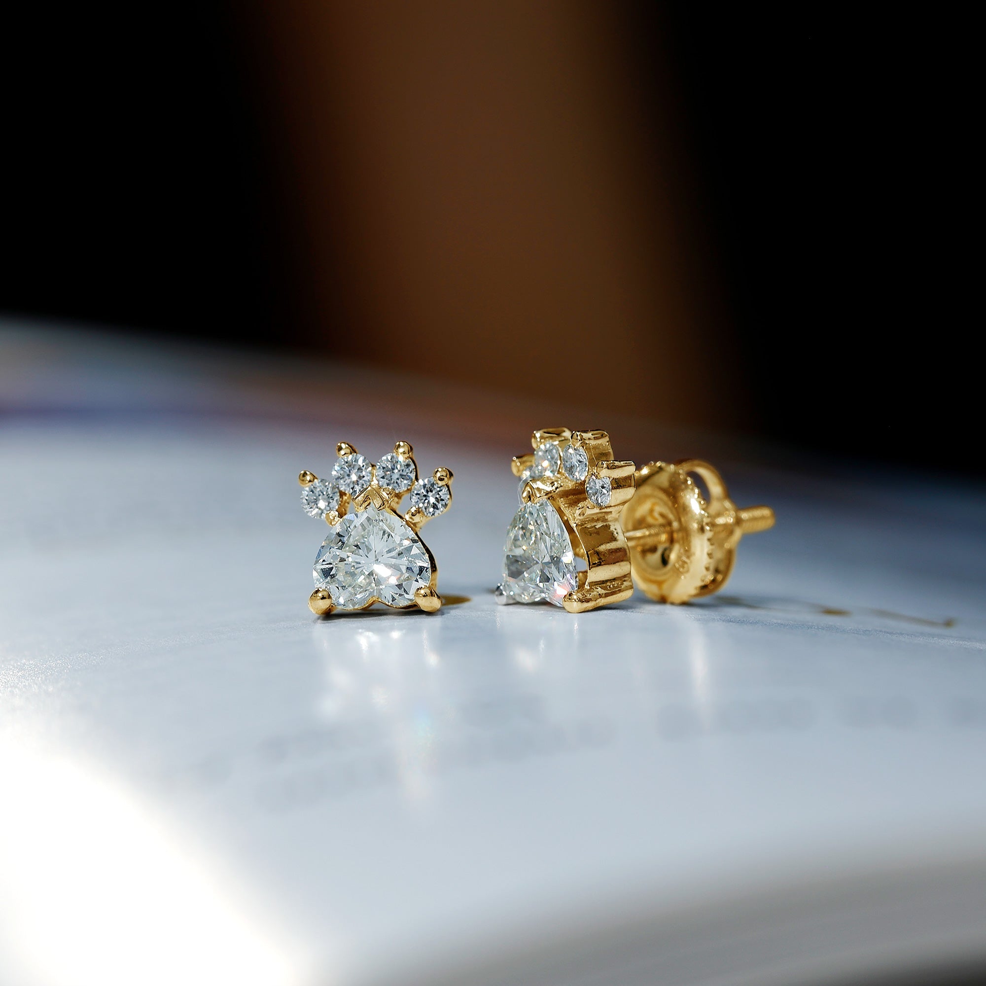 Natural Diamond Paw Stud Earrings for Women - Overture Gifts