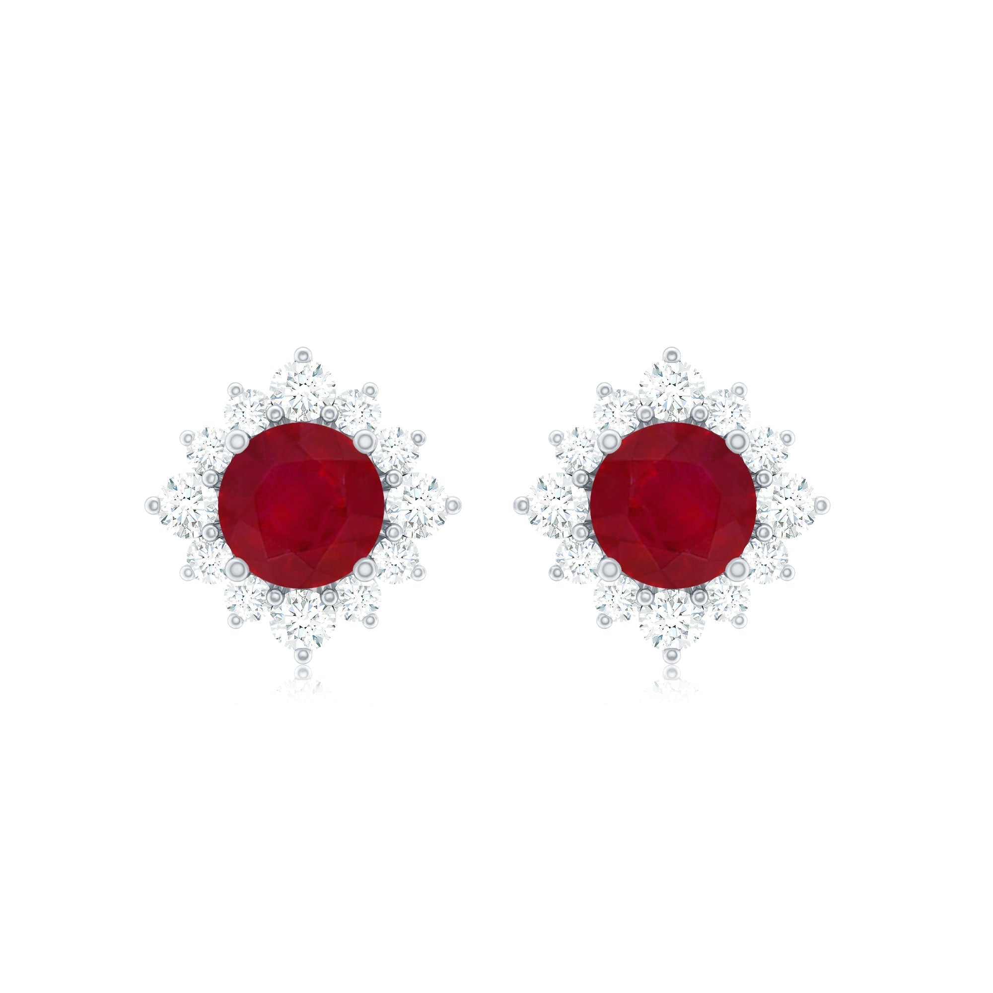 Natural Ruby Stud Earrings with Diamond Halo - Overture Gifts