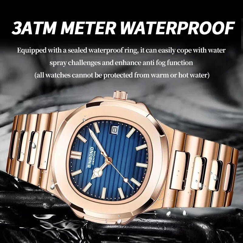 New Casual Business Fashion Quartz Wristwatches Rose Gold Clock Men Luxury Watch Automatic Watches Mens Black Relogio Masculino - Overture Gifts