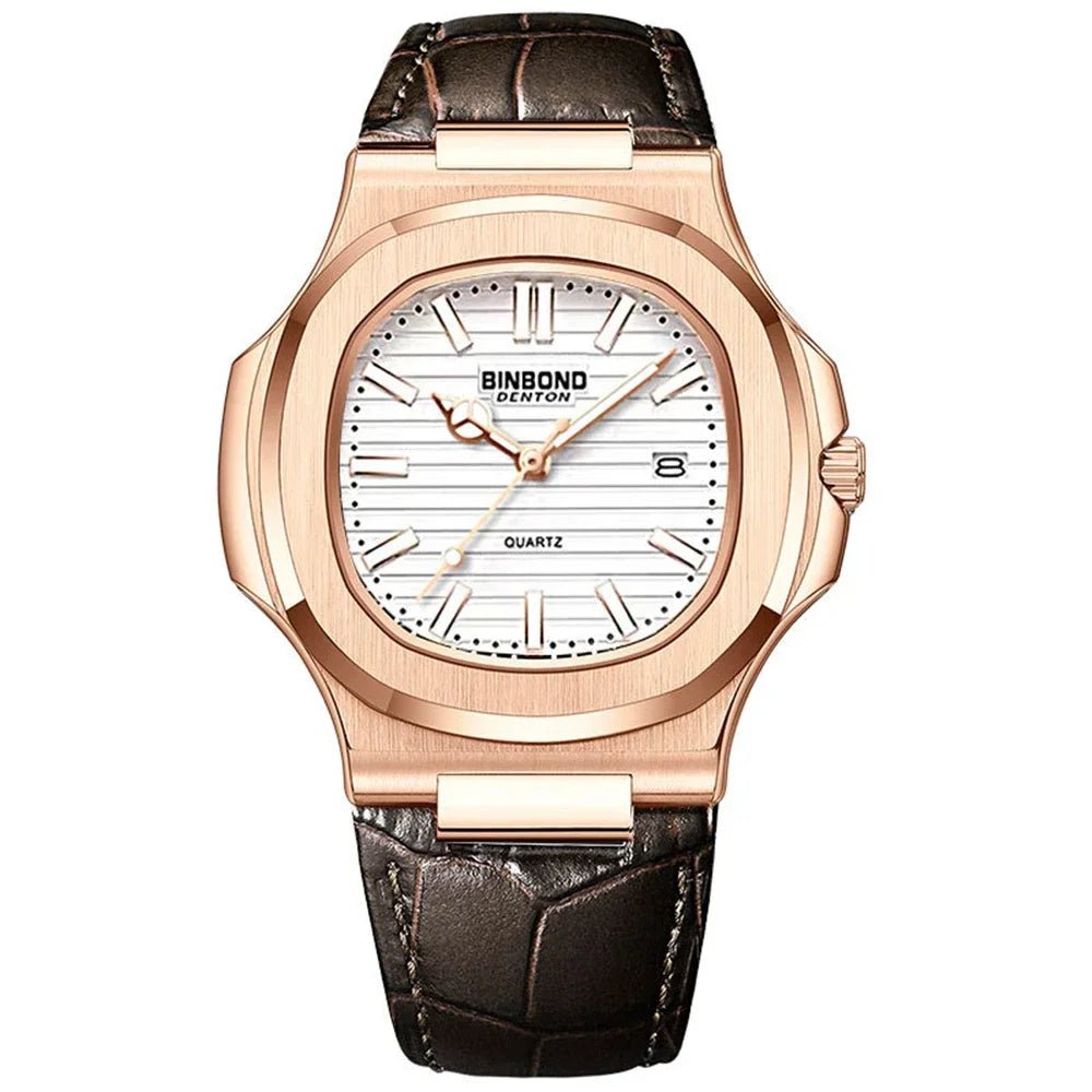 New Casual Business Fashion Quartz Wristwatches Rose Gold Clock Men Luxury Watch Automatic Watches Mens Black Relogio Masculino - Overture Gifts