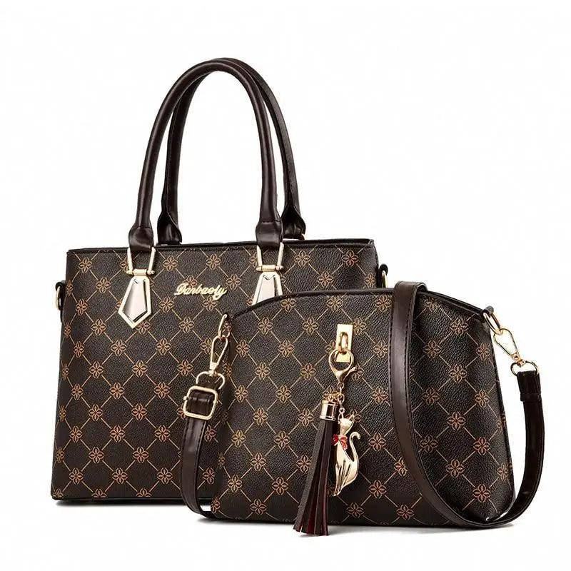 New Luxury Leather Bags Set 2 Pcs Handbag For Women And Girls Stylish Shoulder Gift Bag For Females - Overture Gifts