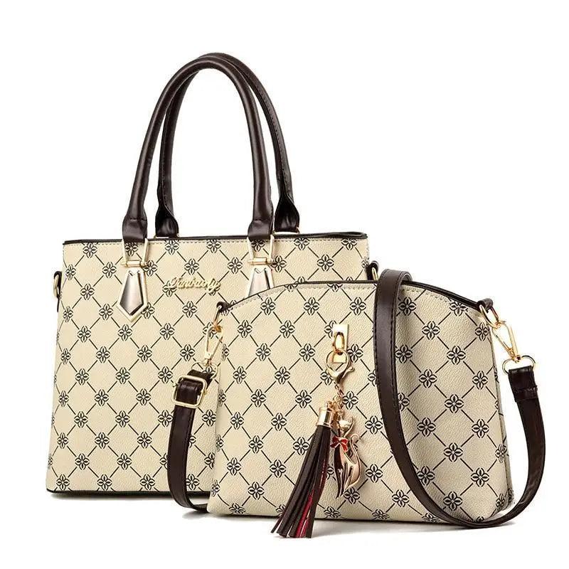 New Luxury Leather Bags Set 2 Pcs Handbag For Women And Girls Stylish Shoulder Gift Bag For Females - Overture Gifts