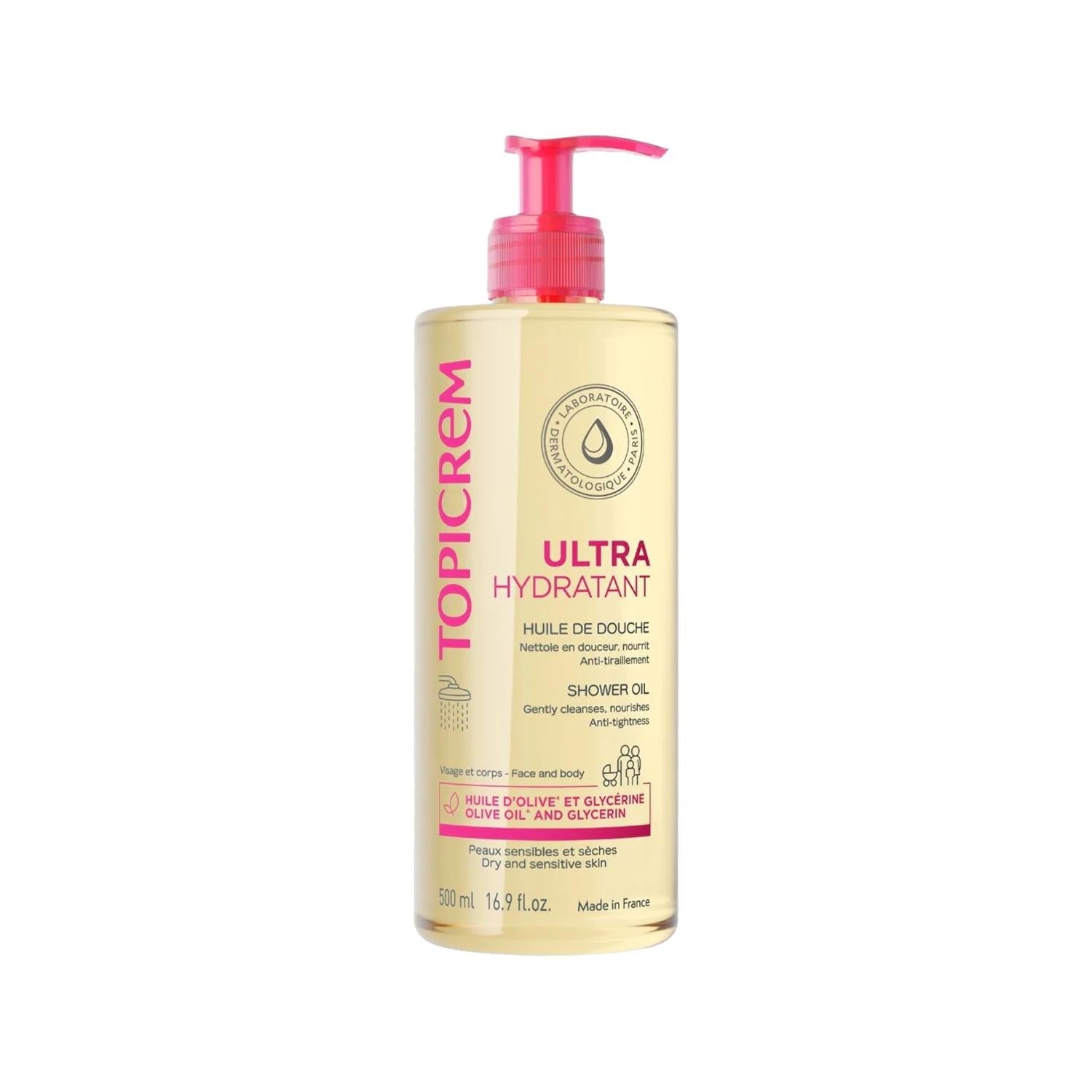 Topicrem Moisturizing Shower Oil - 500ml Hydrating Body Wash for Dry, Sensitive Skin - Gentle Cleansing & Softening Shower Oil
