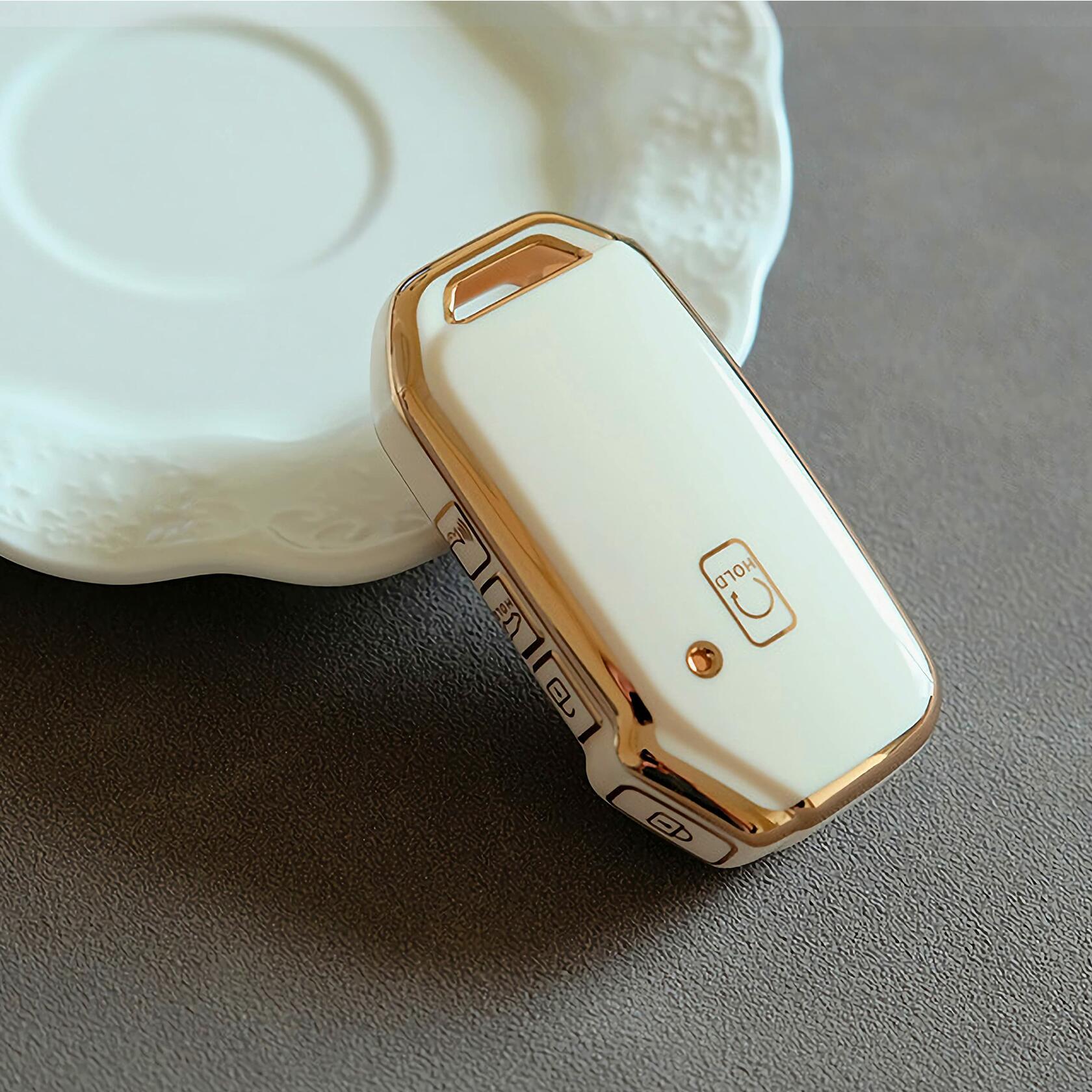 Kia Key Fob Cover - Soft TPU Leather Keychain Black Ceed Cerato