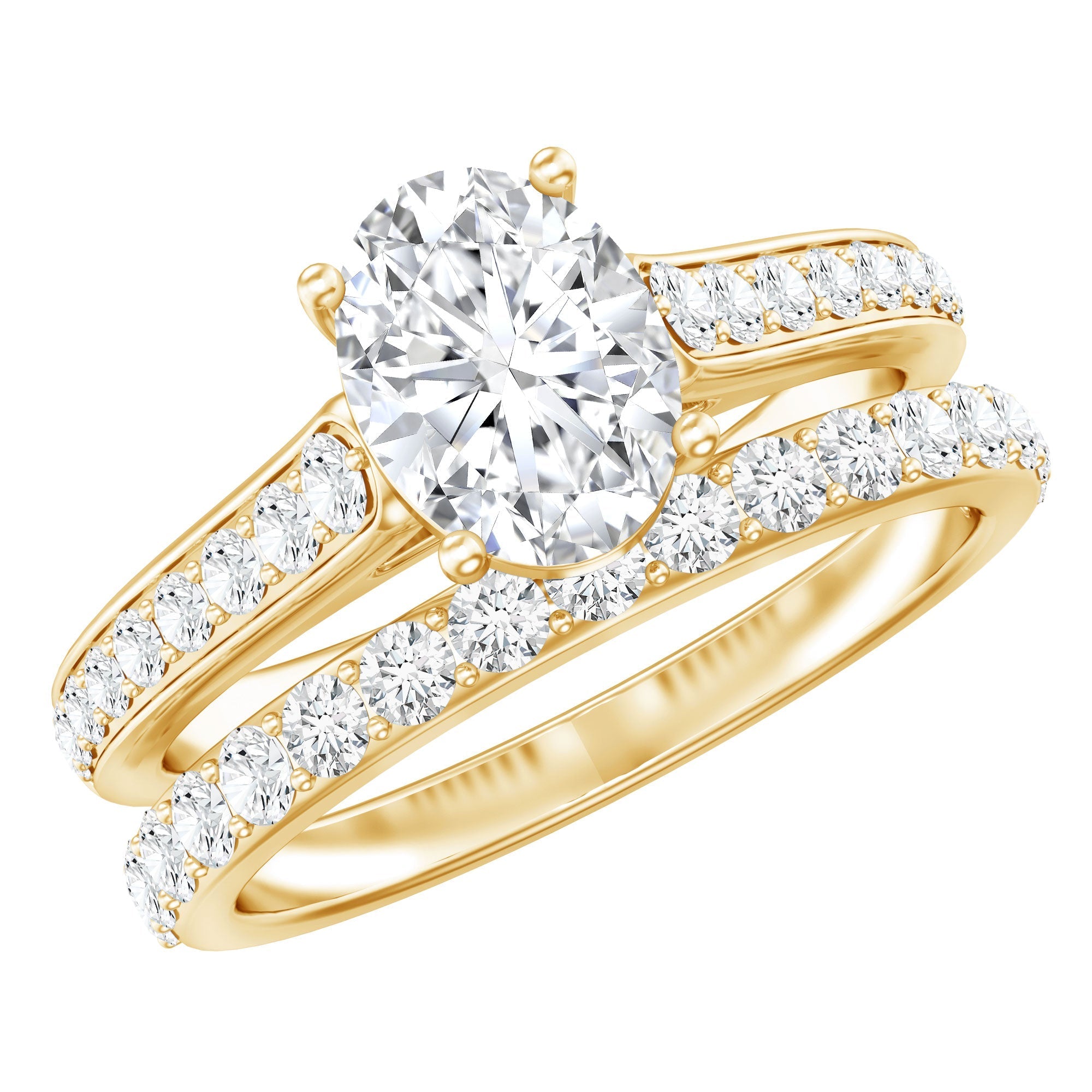 Oval Shaped 1 Carat Lab Grown Diamond Bridal Ring Set with IGI Certificate - Overture Gifts