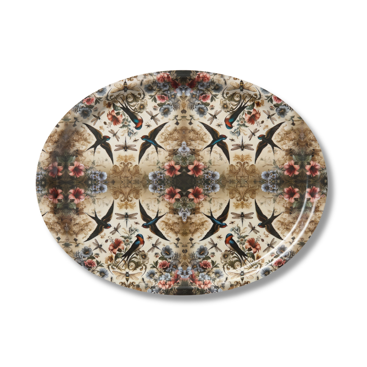 Birds and Bees Birchwood Decorative Tray - Oval