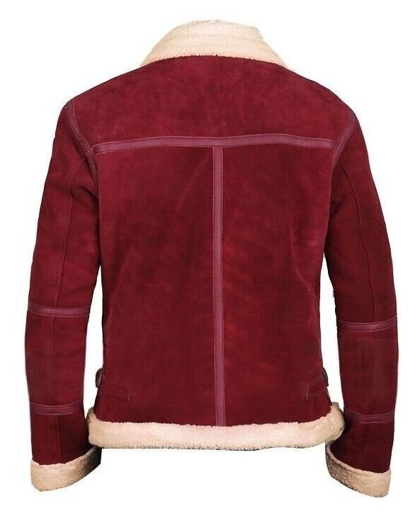 Ox and Bulls Christmas Red Suede Leather Jacket | Men's Ryan Reynolds Inspired Santa Shearling Jacket - Overture Gifts