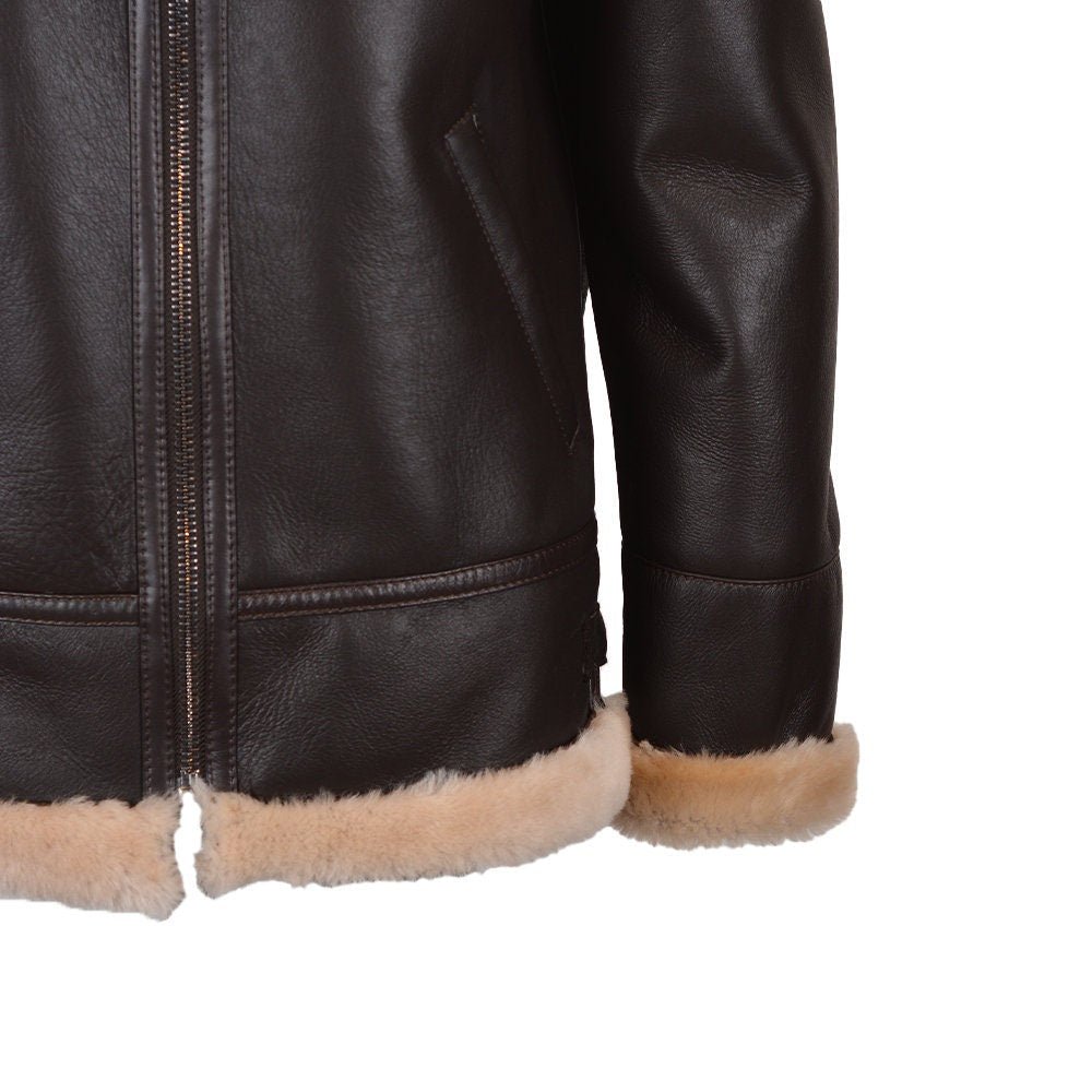 Ox and Bulls Handmade B3 Aviation Synthetic Fur Bomber Jacket Leather Coat - Overture Gifts