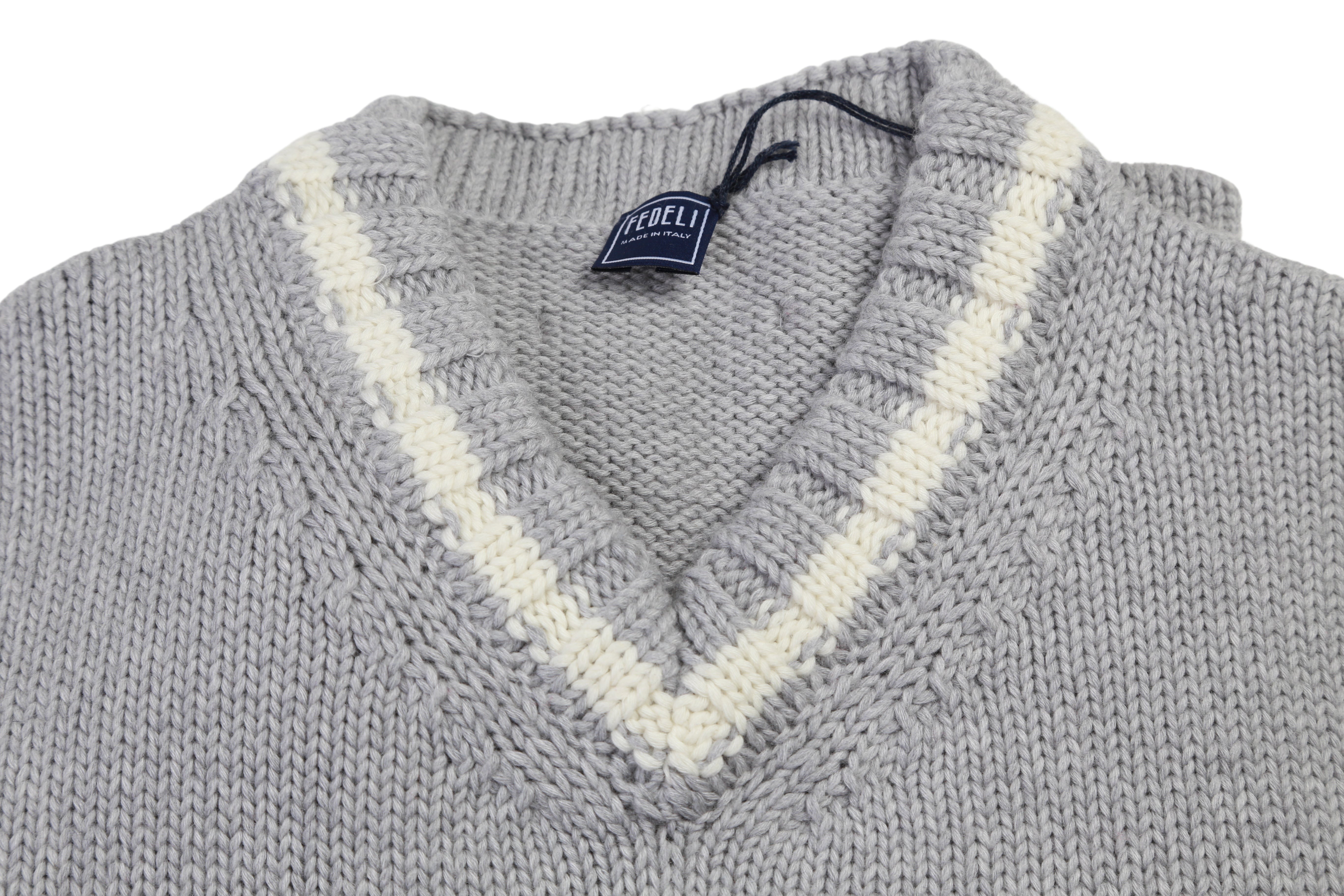 Fedeli Virgin Wool V-Neck Knit Sweater