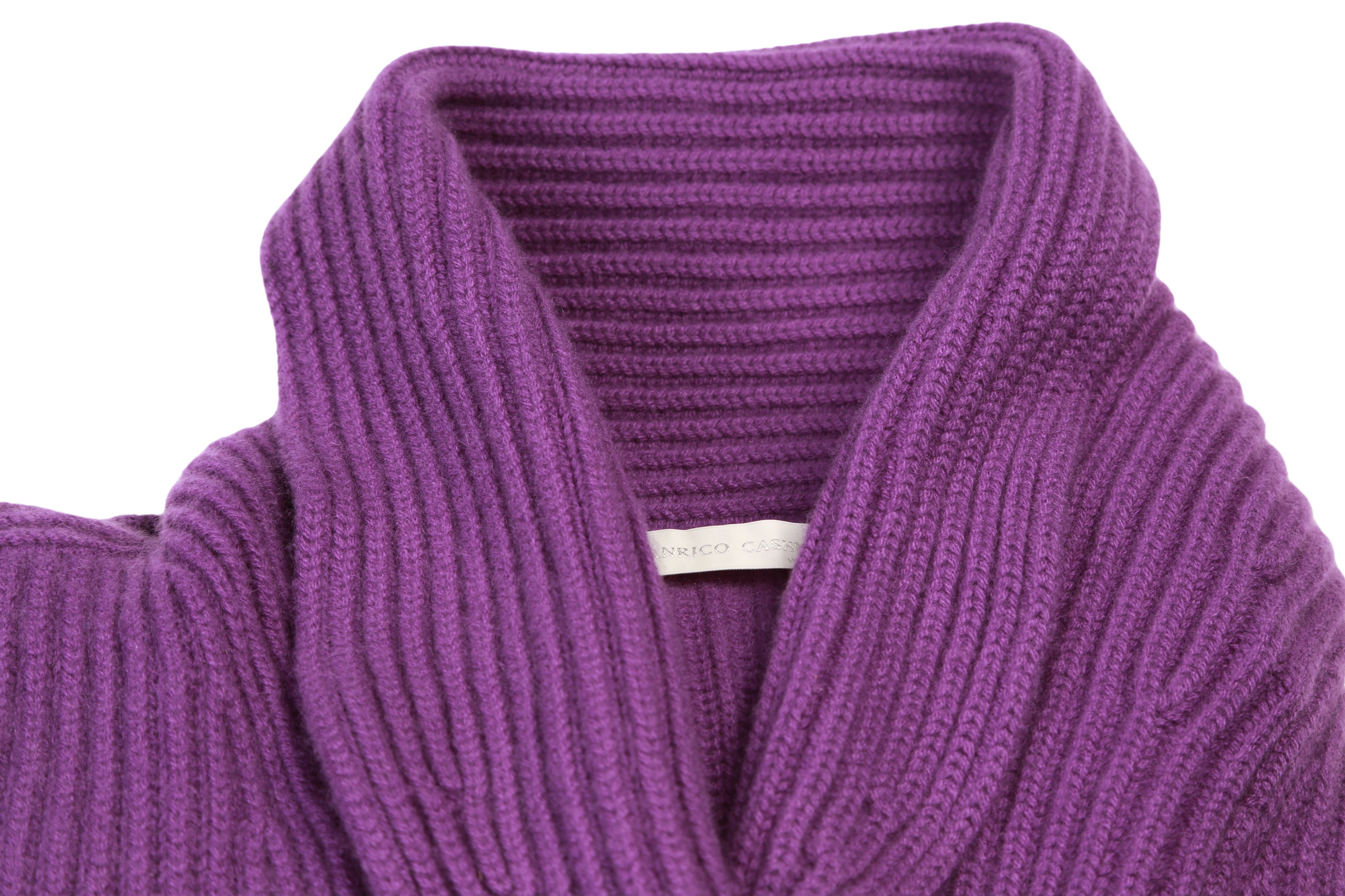 Manrico Purple Cashmere Knit Button Down Cardigan