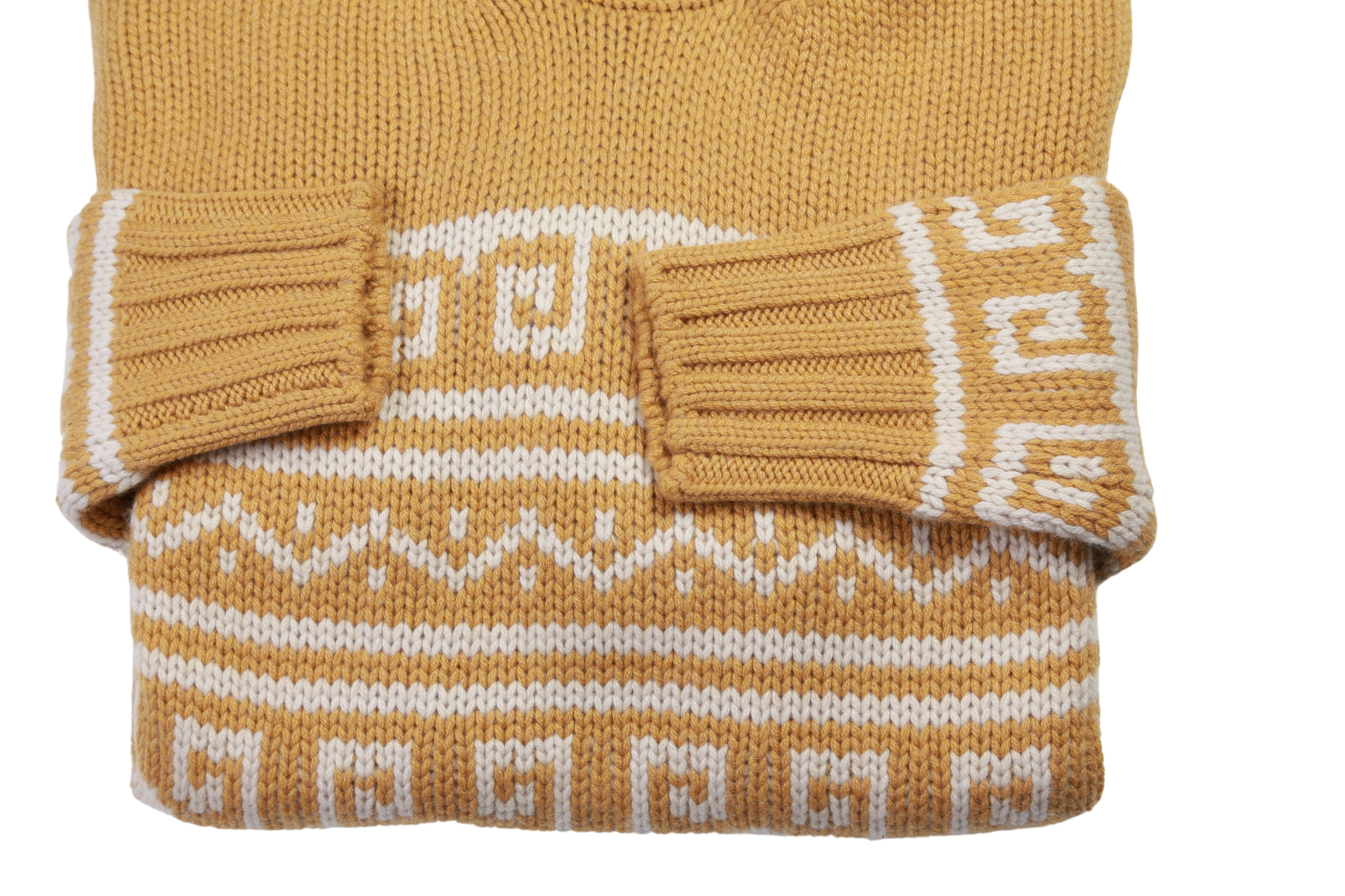 Manrico Cashmere Tribal Pattered Turtleneck Thick Knit Sweater