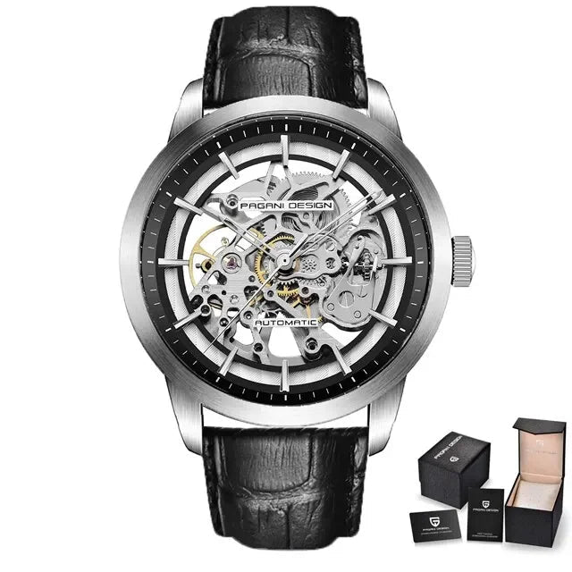 PAGANI DESIGN Business Man Watch Luxury Skeleton Hollow Leather Men's Wristwatch New Mechanical Male Clock Relogio Masculino - Overture Gifts