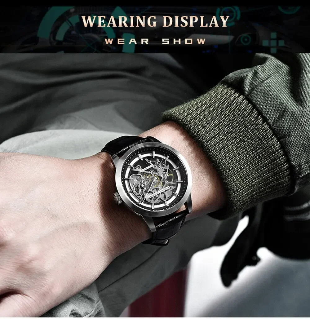 PAGANI DESIGN Business Man Watch Luxury Skeleton Hollow Leather Men's Wristwatch New Mechanical Male Clock Relogio Masculino - Overture Gifts