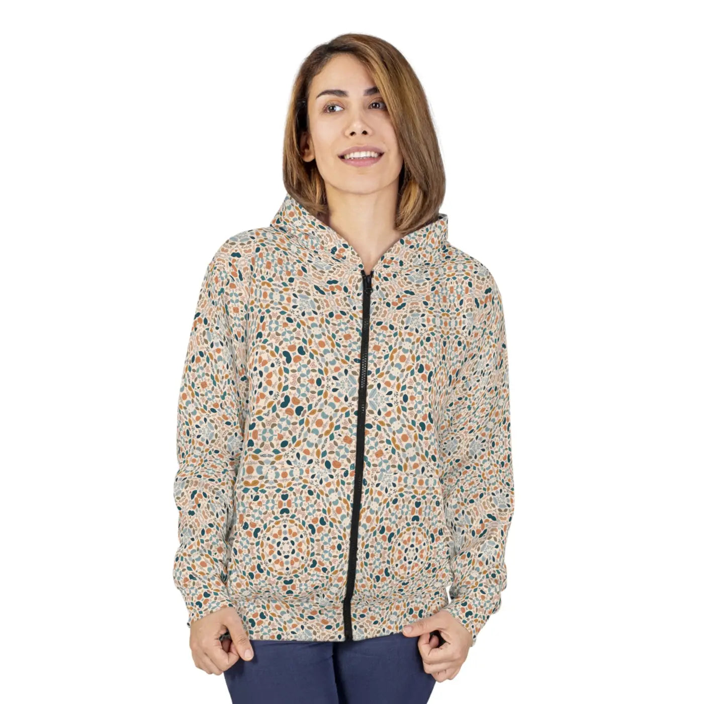 Pastel Geometrical Zip Hoodie – Custom Cut - Dipaliz