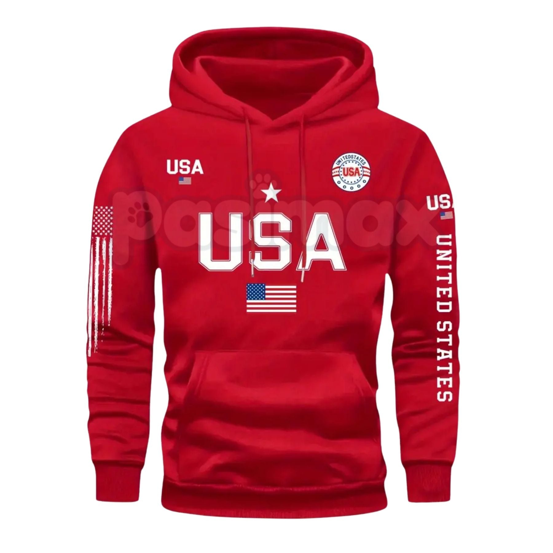 Patriot USA Flag Print Hoodie – Men’s American Heritage Fleece Sweatshirt, Vintage Stars & Stripes Graphic Pullover, Made in the USA - Overture Gifts