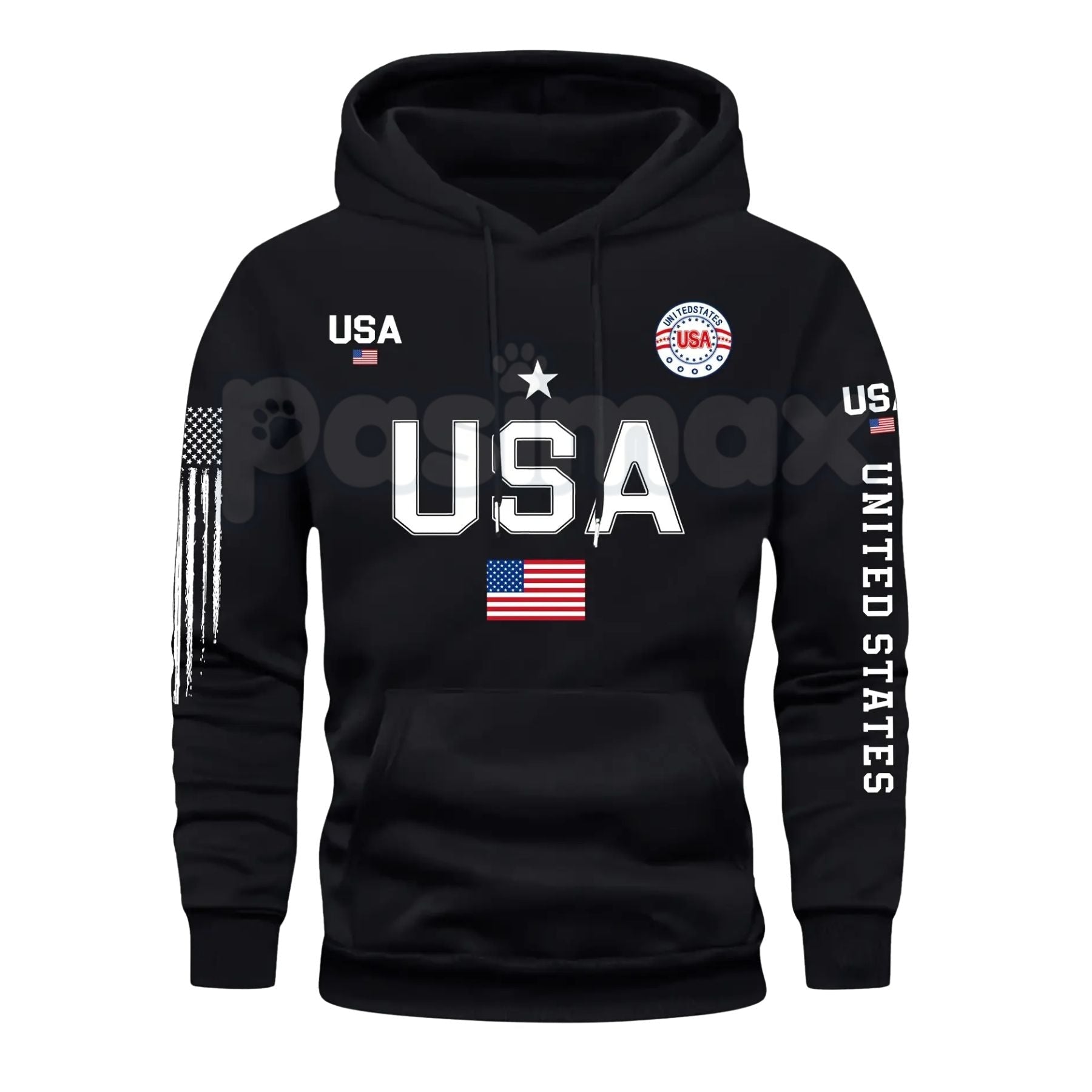 Patriot USA Flag Print Hoodie – Men’s American Heritage Fleece Sweatshirt, Vintage Stars & Stripes Graphic Pullover, Made in the USA - Overture Gifts