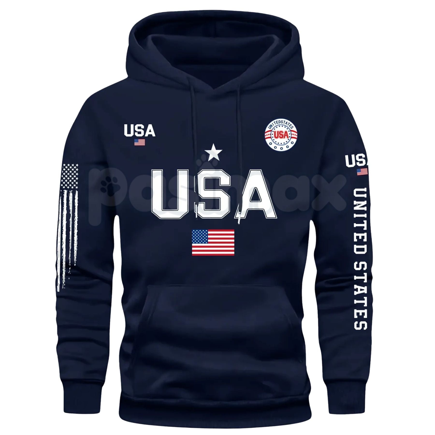 Patriot USA Flag Print Hoodie – Men’s American Heritage Fleece Sweatshirt, Vintage Stars & Stripes Graphic Pullover, Made in the USA - Overture Gifts