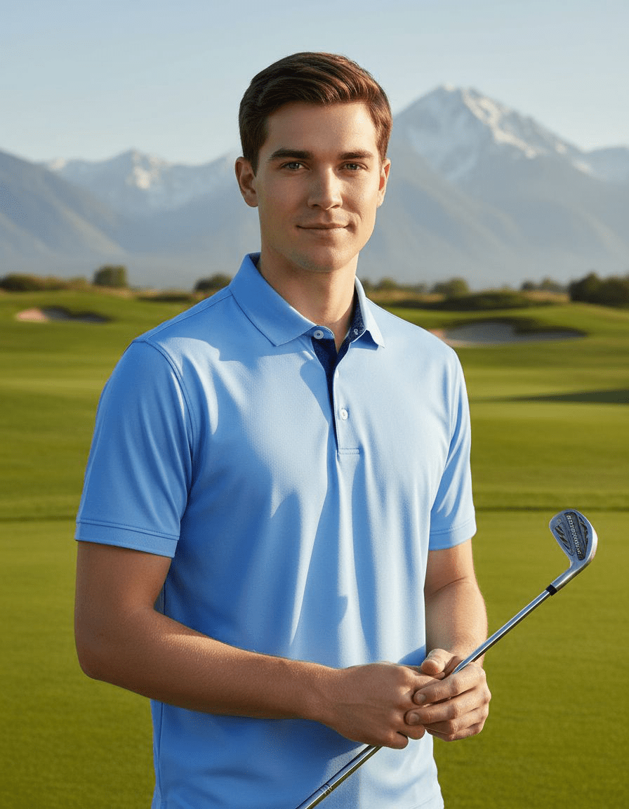 Personalized Groomsmen Golf Polo - Premium Blue Depths print - Performance Fabric - Overture Gifts
