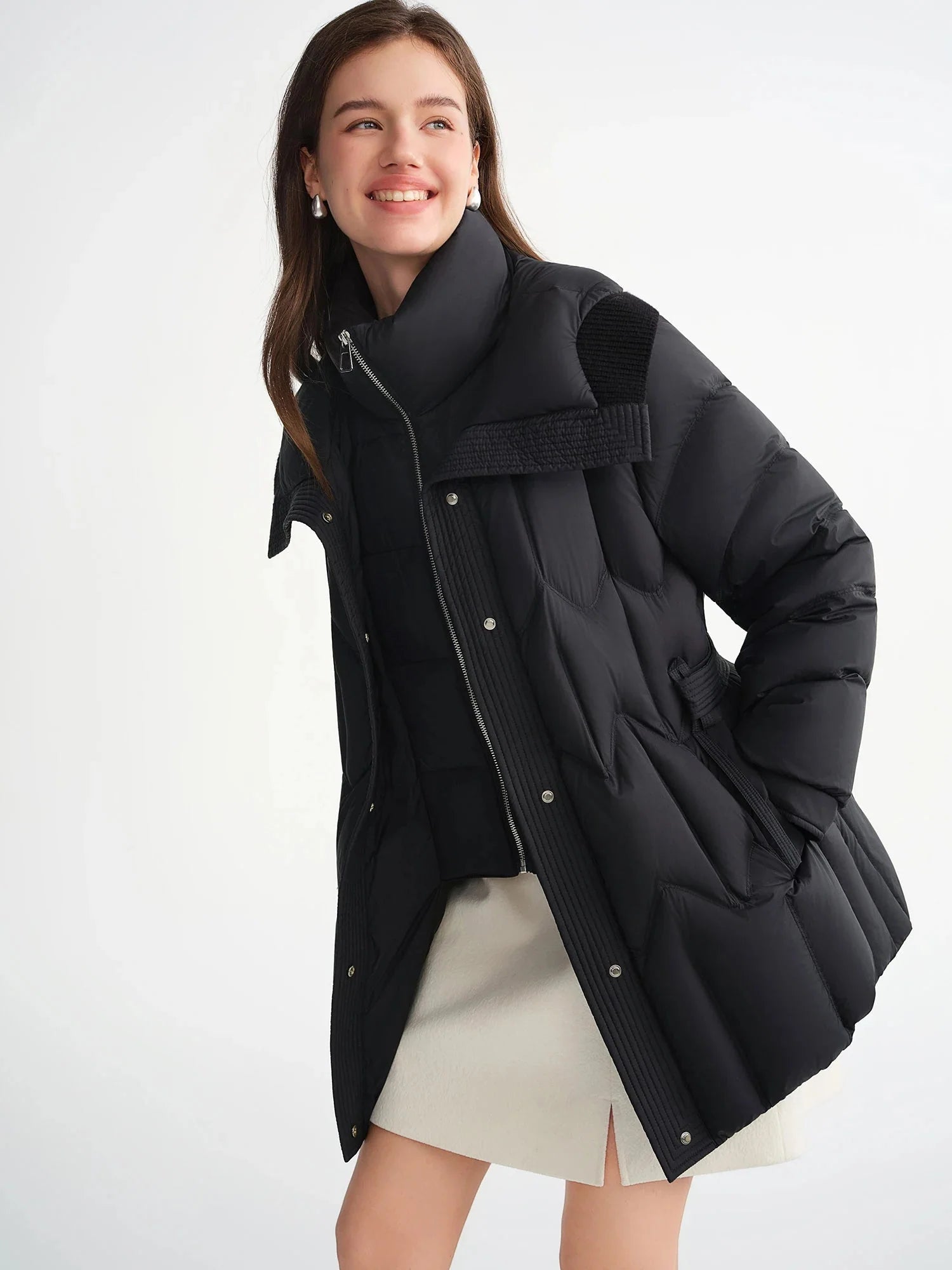 Plus Size Quilted Duck Down Jacket Warm Winter Puffer - Overture Gifts