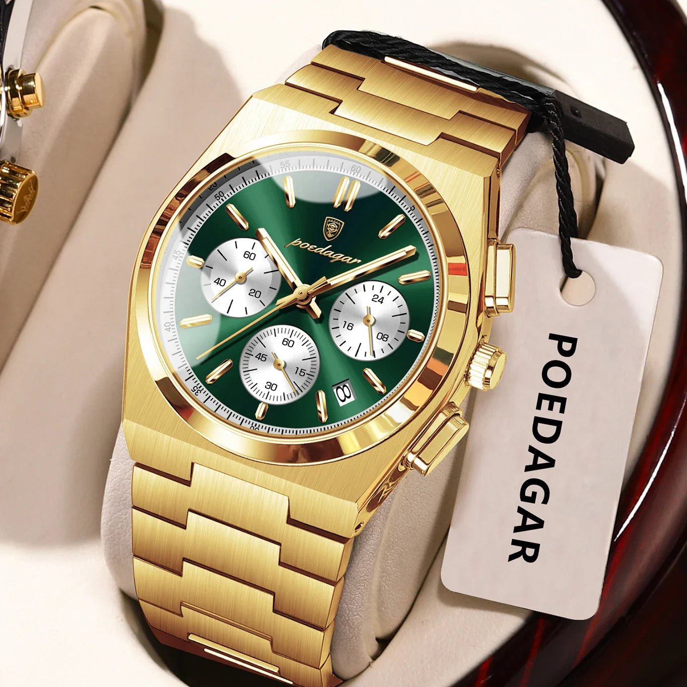 POEDAGAR Luxury Man Watch Chronograph Date Stainless Steel Sport Men Wristwatch Waterproof Luminous Fashion Quartz Men's Watches - Overture Gifts